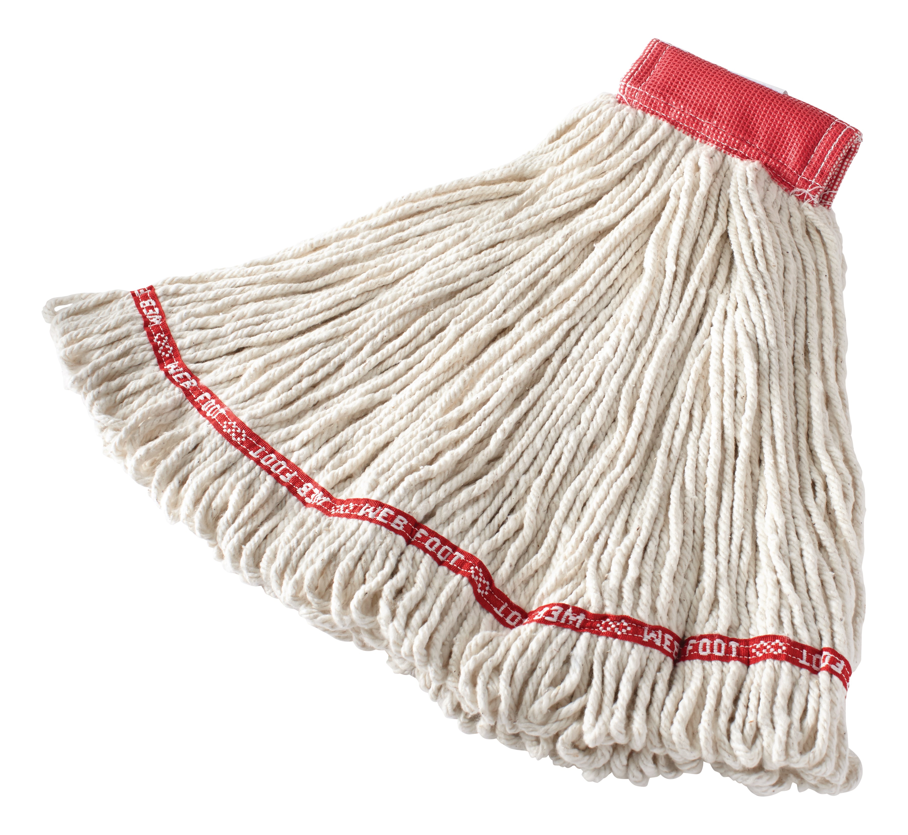The Rubbermaid Commercial Web Foot® Wet Mops contains a  balanced blend of cotton and synthetic fibers that delivers up to five times the absorbency of cotton mops.