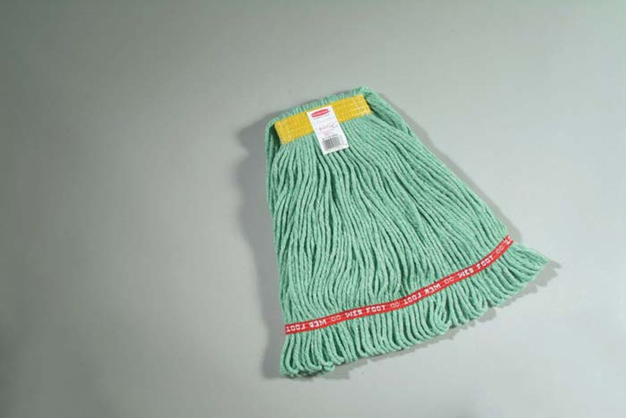 The Rubbermaid Commercial Web Foot® Wet Mops contains a  balanced blend of cotton and synthetic fibers that delivers up to five times the absorbency of cotton mops.
