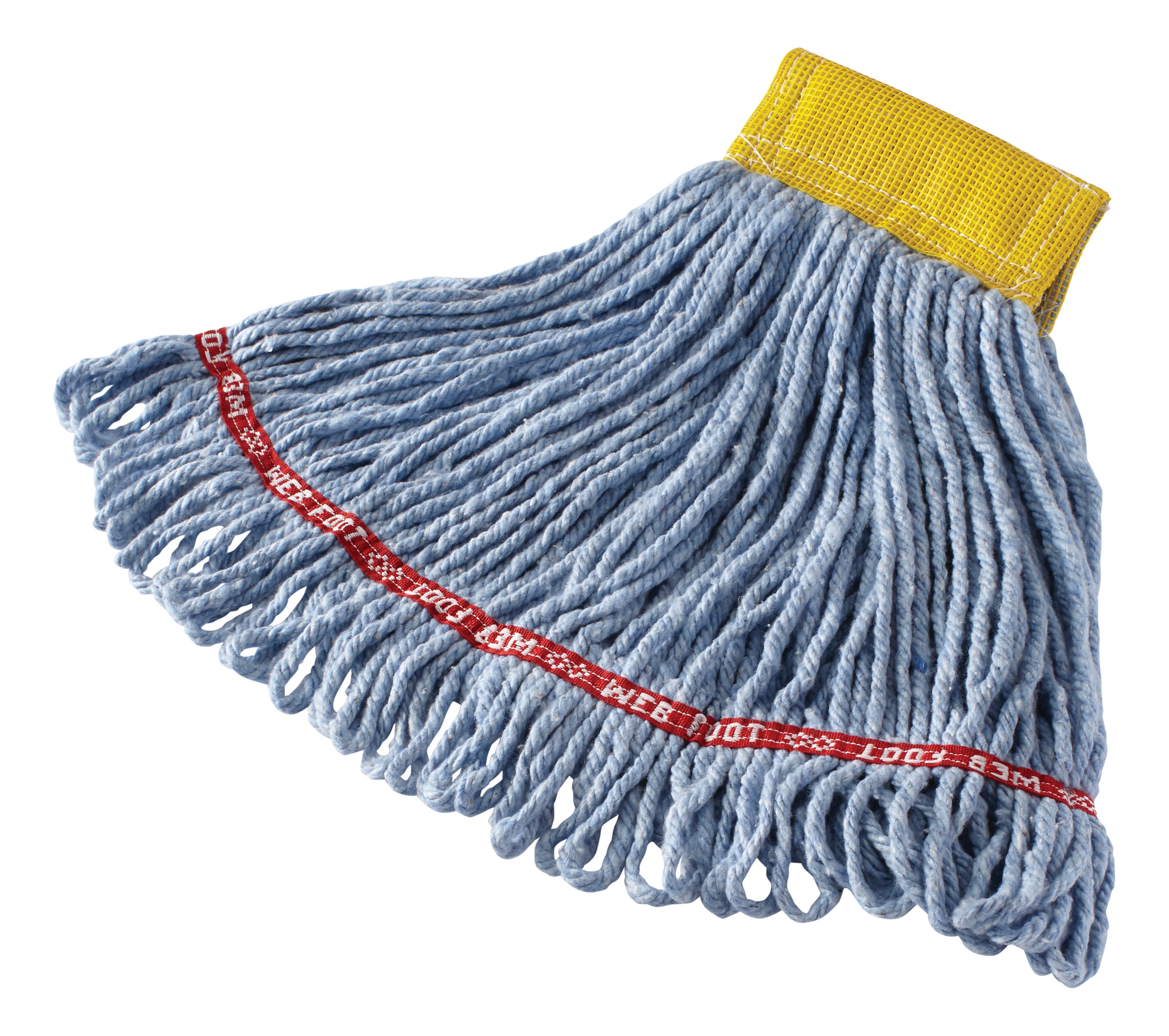 The Rubbermaid Commercial Web Foot® Wet Mops contains a  balanced blend of cotton and synthetic fibers that delivers up to five times the absorbency of cotton mops.