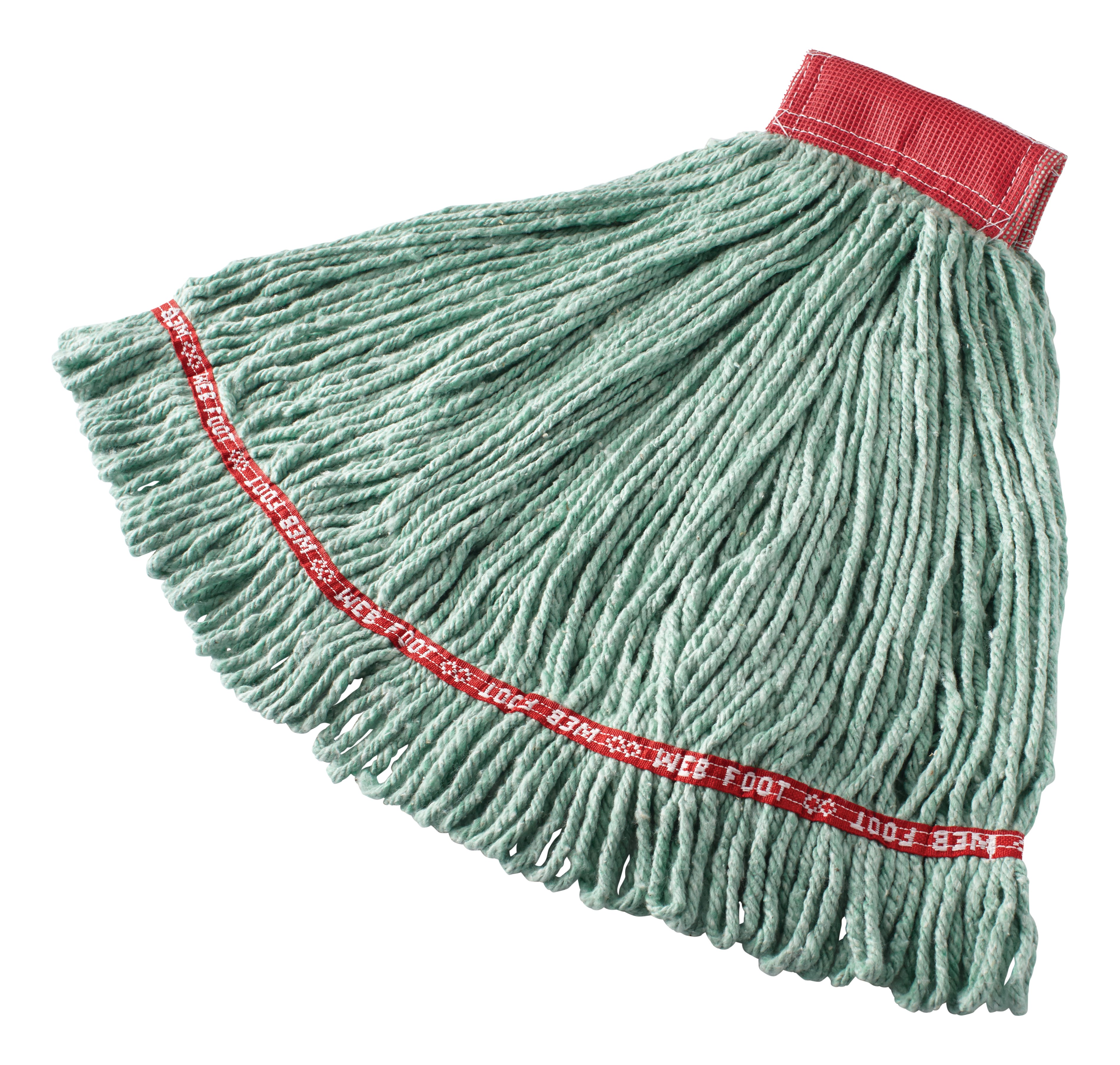 The Rubbermaid Commercial Web Foot® Wet Mops contains a  balanced blend of cotton and synthetic fibers that delivers up to five times the absorbency of cotton mops.