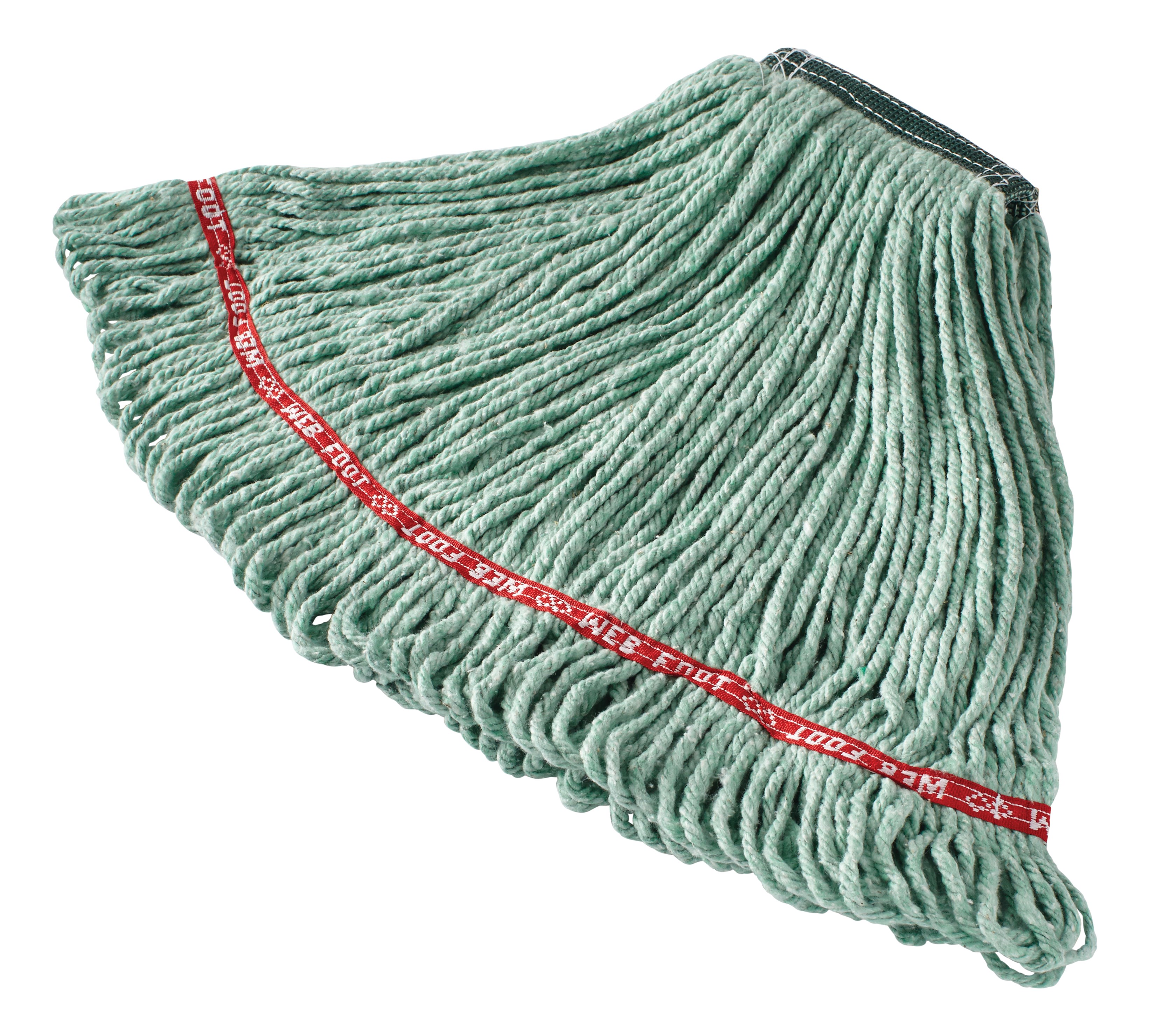 The Rubbermaid Commercial Web Foot® Wet Mops contains a  balanced blend of cotton and synthetic fibers that delivers up to five times the absorbency of cotton mops.