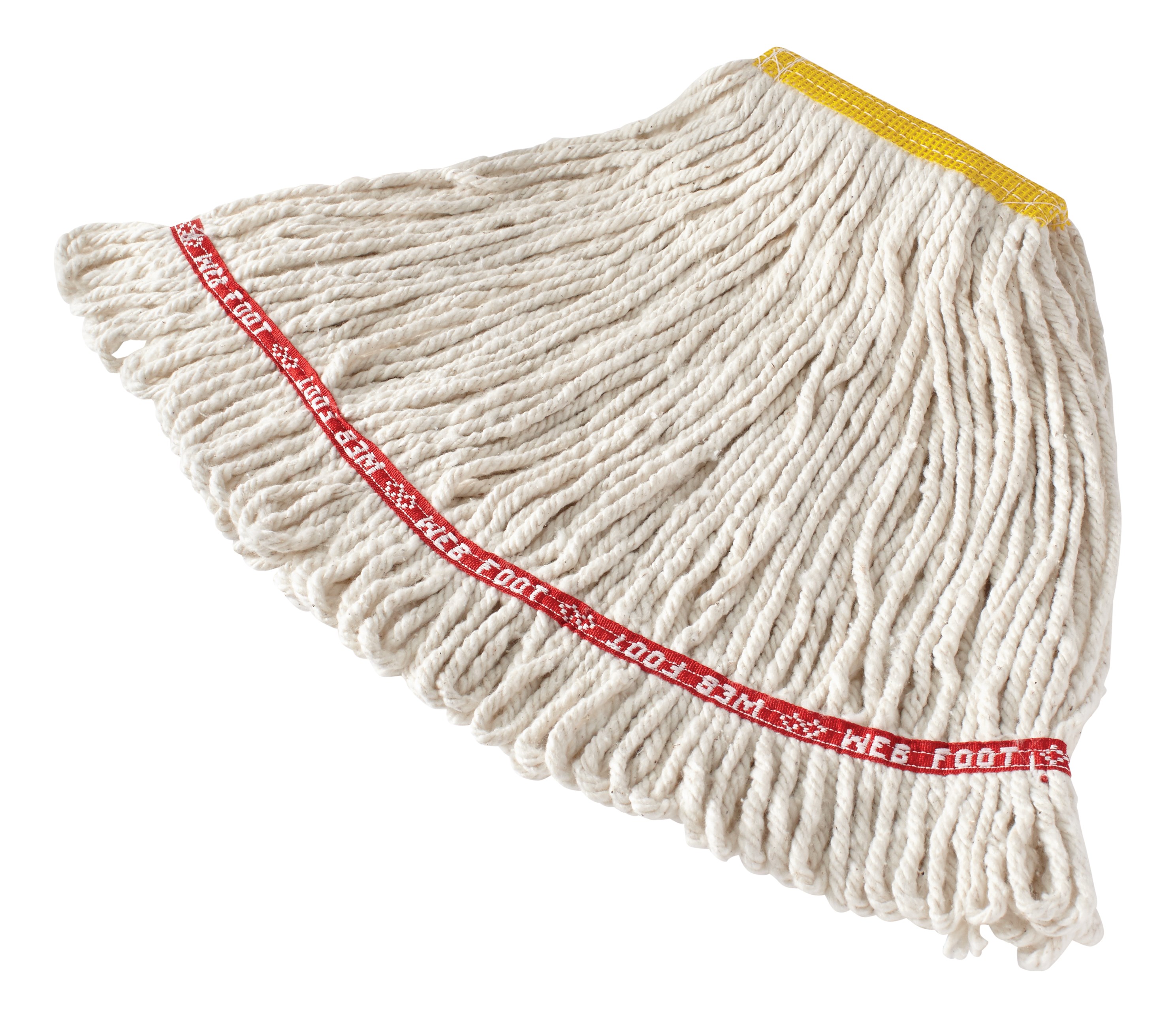 The Rubbermaid Commercial Web Foot® Wet Mops contains a  balanced blend of cotton and synthetic fibers that delivers up to five times the absorbency of cotton mops.