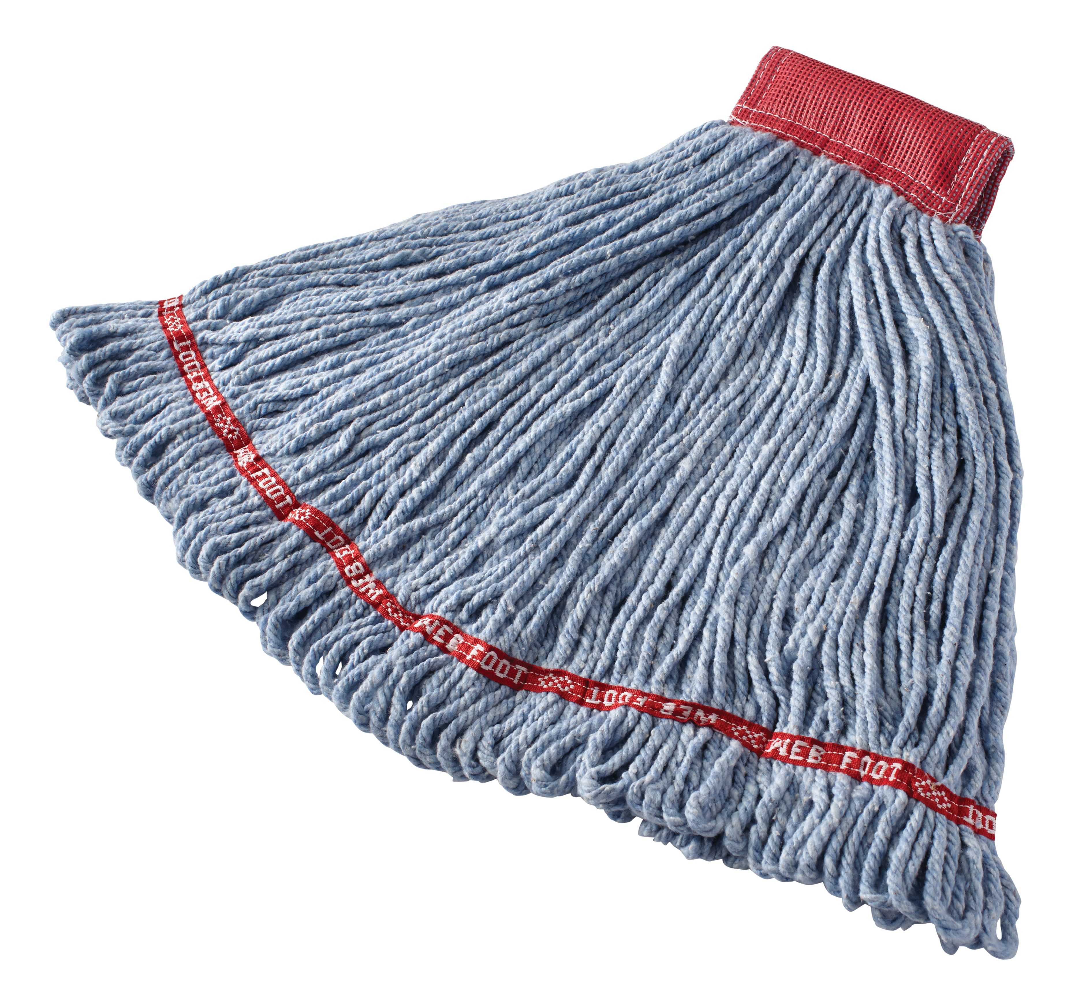 The Rubbermaid Commercial Web Foot® Wet Mops contains a  balanced blend of cotton and synthetic fibers that delivers up to five times the absorbency of cotton mops.