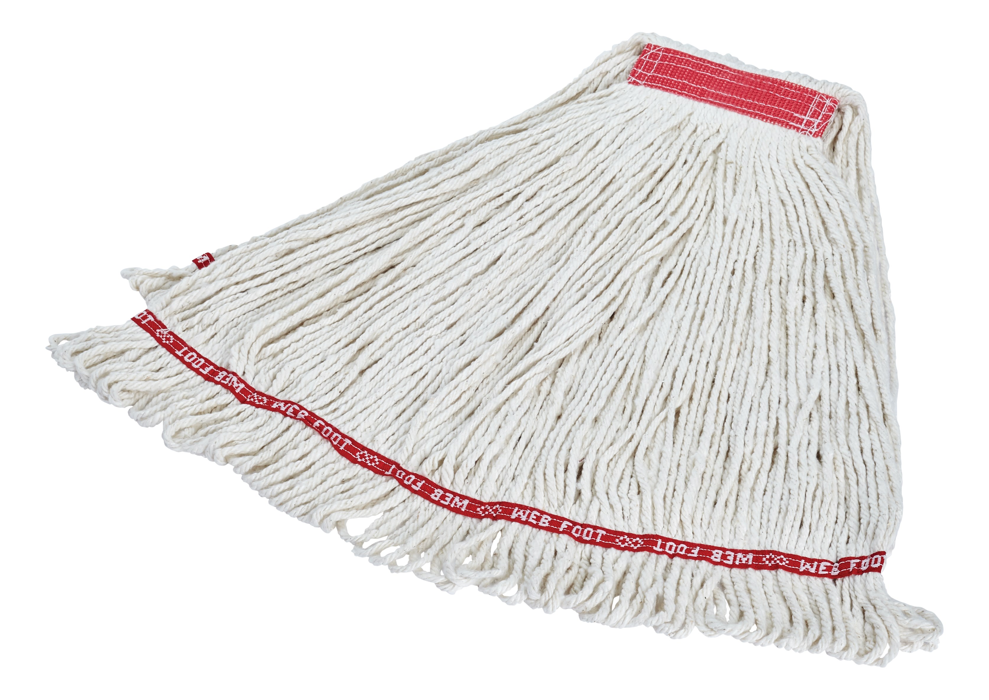 The Rubbermaid Commercial Web Foot® Wet Mops contains a  balanced blend of cotton and synthetic fibers that delivers up to five times the absorbency of cotton mops.