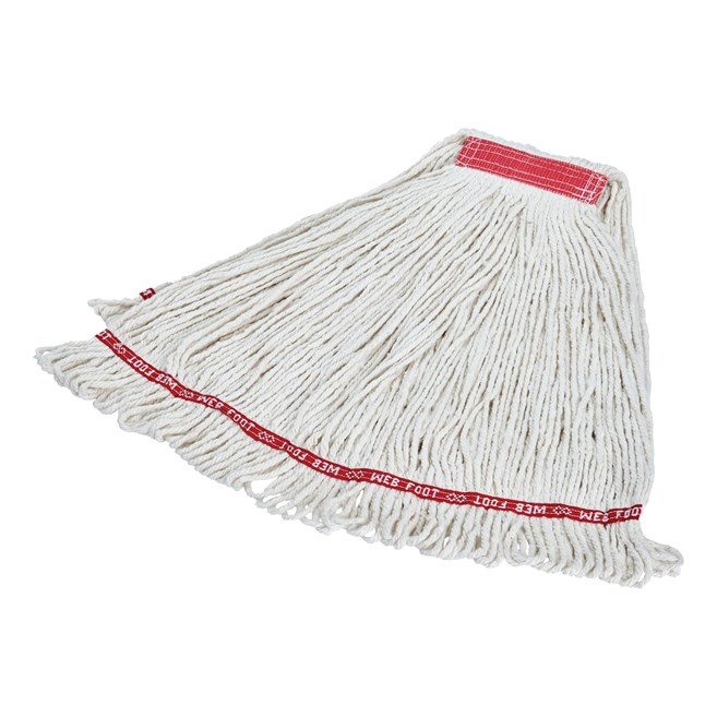 The Rubbermaid Commercial Web Foot® Wet Mops contains a  balanced blend of cotton and synthetic fibers that delivers up to five times the absorbency of cotton mops.
