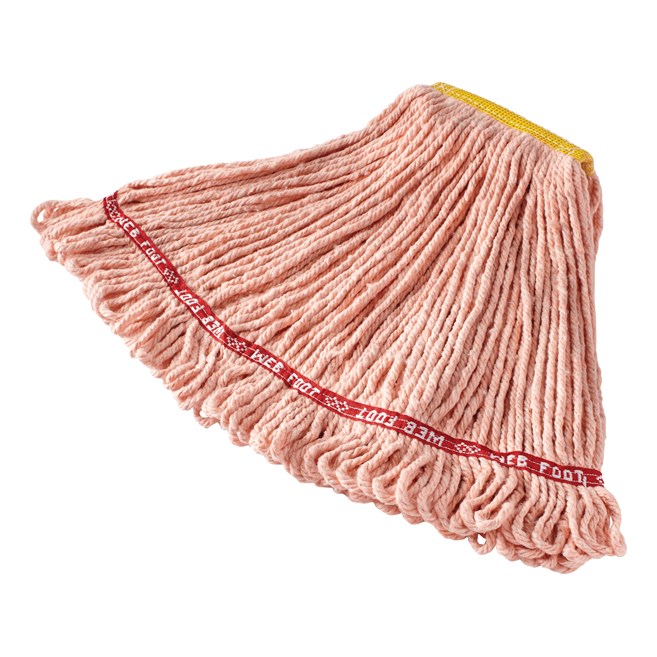 The Rubbermaid Commercial Web Foot® Wet Mops contains a  balanced blend of cotton and synthetic fibers that delivers up to five times the absorbency of cotton mops.