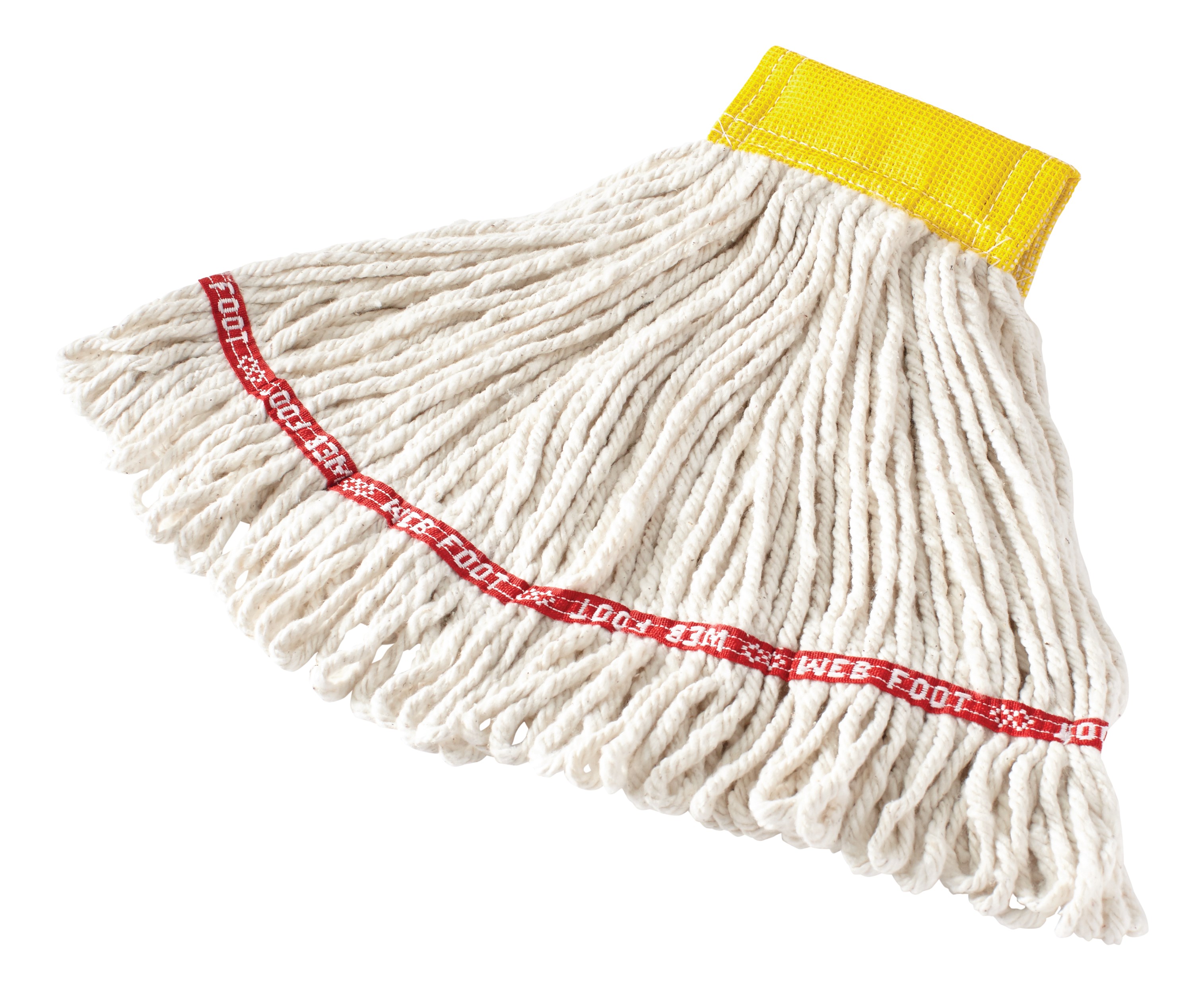 The Rubbermaid Commercial Web Foot® Wet Mops contains a  balanced blend of cotton and synthetic fibers that delivers up to five times the absorbency of cotton mops.