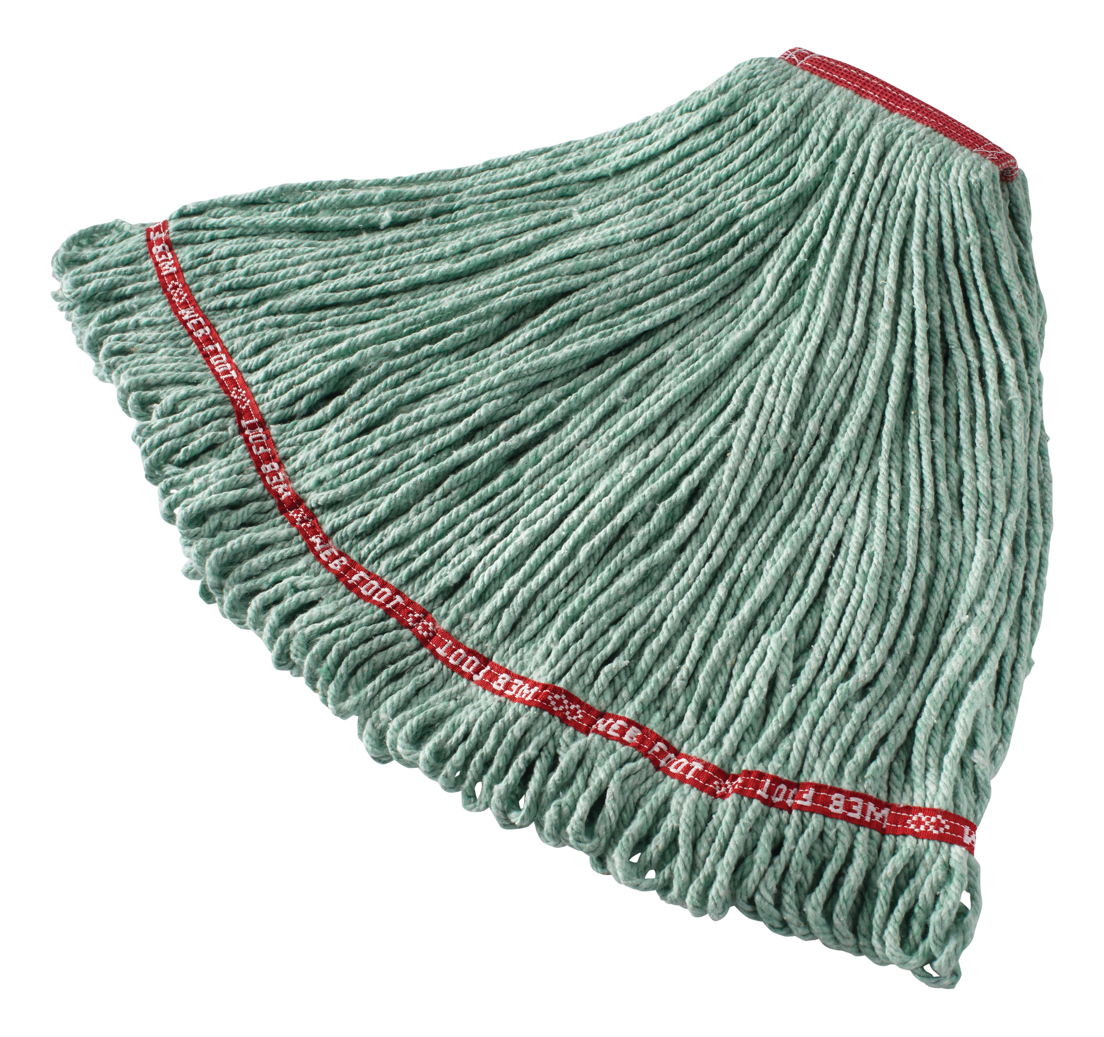 The Rubbermaid Commercial Web Foot® Wet Mops contains a  balanced blend of cotton and synthetic fibers that delivers up to five times the absorbency of cotton mops.