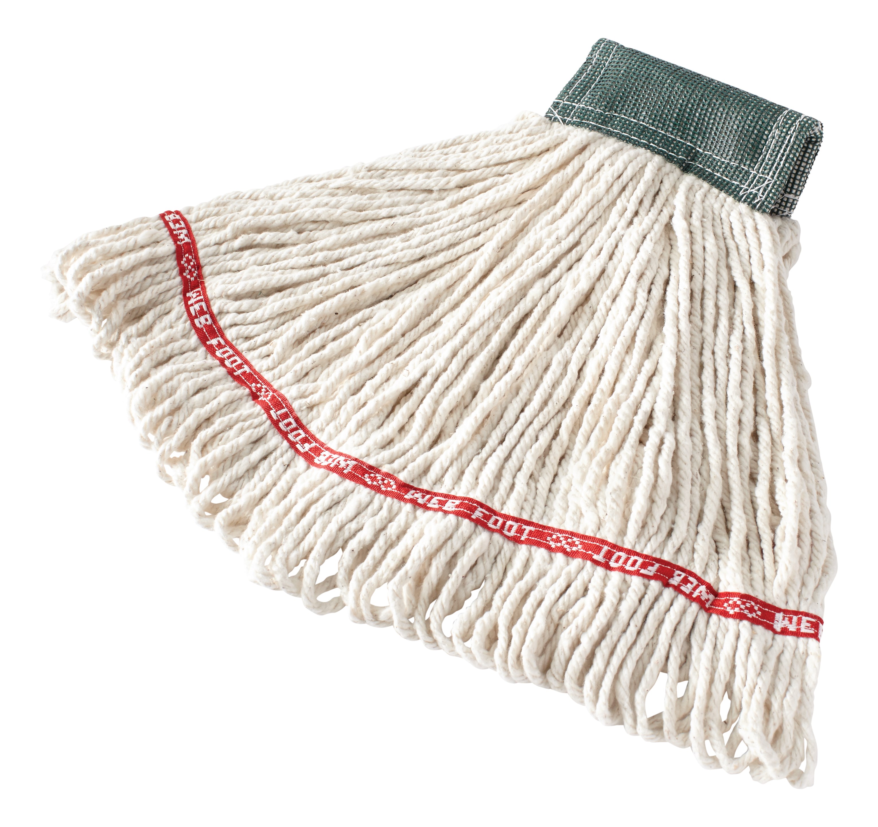 The Rubbermaid Commercial Web Foot® Wet Mops contains a  balanced blend of cotton and synthetic fibers that delivers up to five times the absorbency of cotton mops.