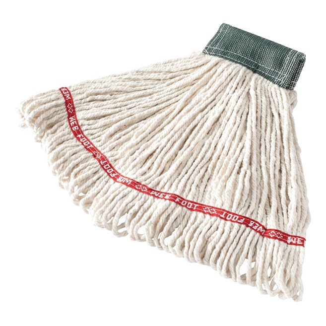 The Rubbermaid Commercial Web Foot® Wet Mops contains a  balanced blend of cotton and synthetic fibers that delivers up to five times the absorbency of cotton mops.