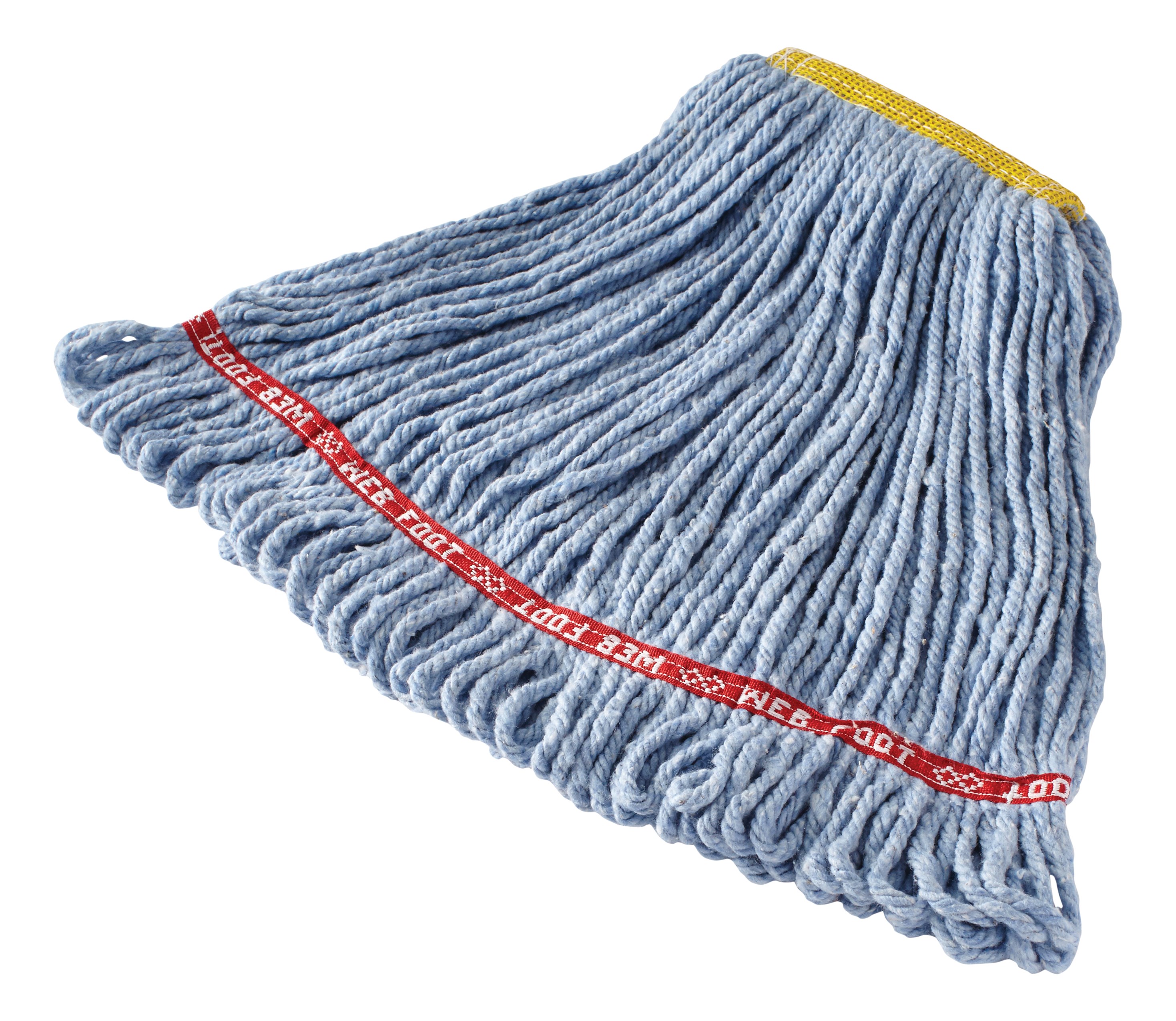 The Rubbermaid Commercial Web Foot® Wet Mops contains a  balanced blend of cotton and synthetic fibers that delivers up to five times the absorbency of cotton mops.