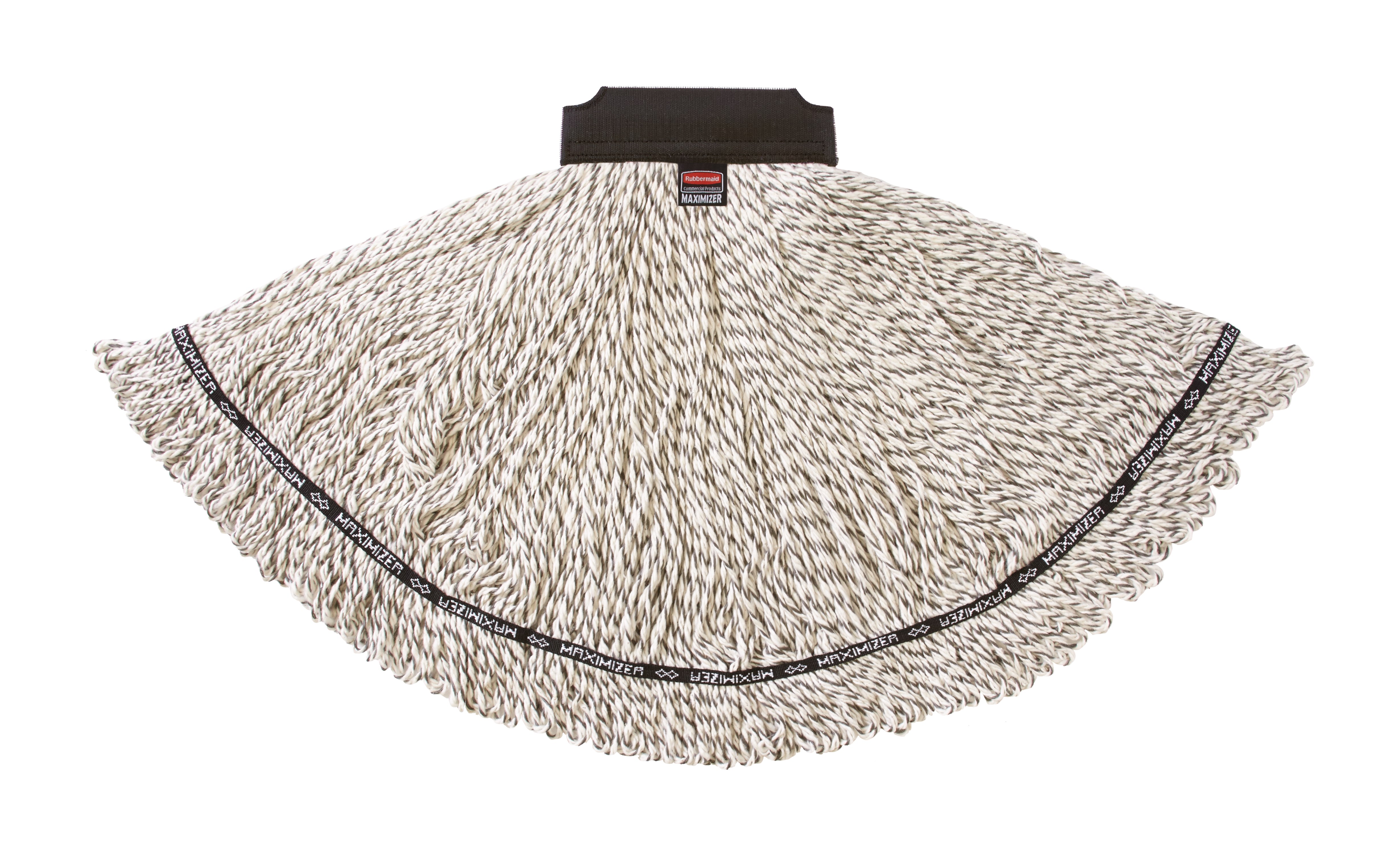 The Rubbermaid Commercial Maximizer™ Mop has a specially designed tailband which delivers 30% greater spread in use.