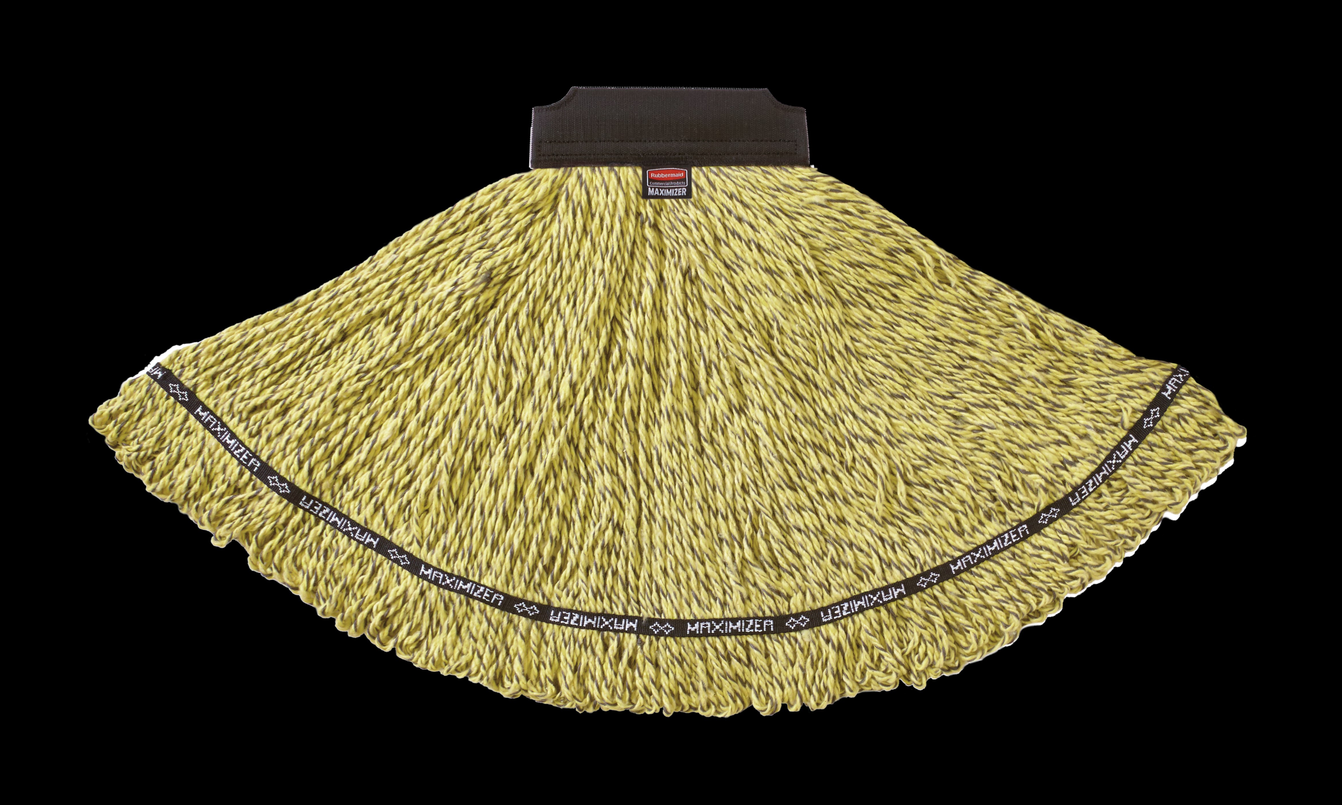 The Rubbermaid Commercial Maximizer™ Mop has a specially designed tailband which delivers 30% greater spread in use.