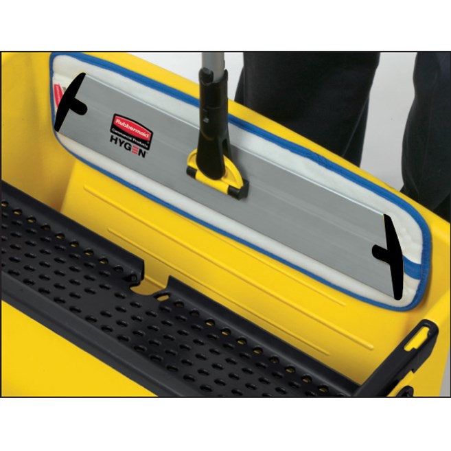 The RCP Mop Bucket is a practical, ergonomic wheeled design intended for heavy commercial and industrial use. This mop bucket with wringer on wheels press sieve provides easy, no-touch wringing.