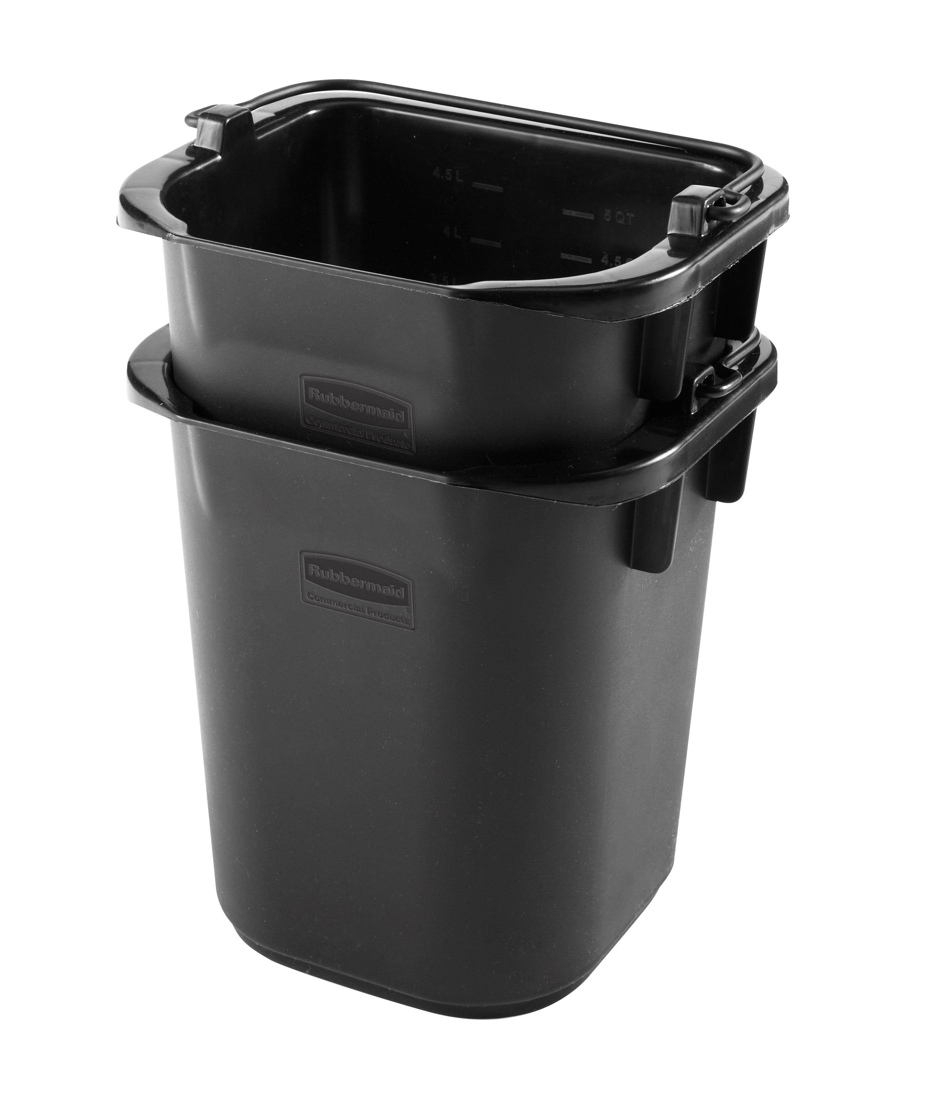 The 5-Quart Pail for Cleaning Carts provides a quick and easy way to clean in tight places.