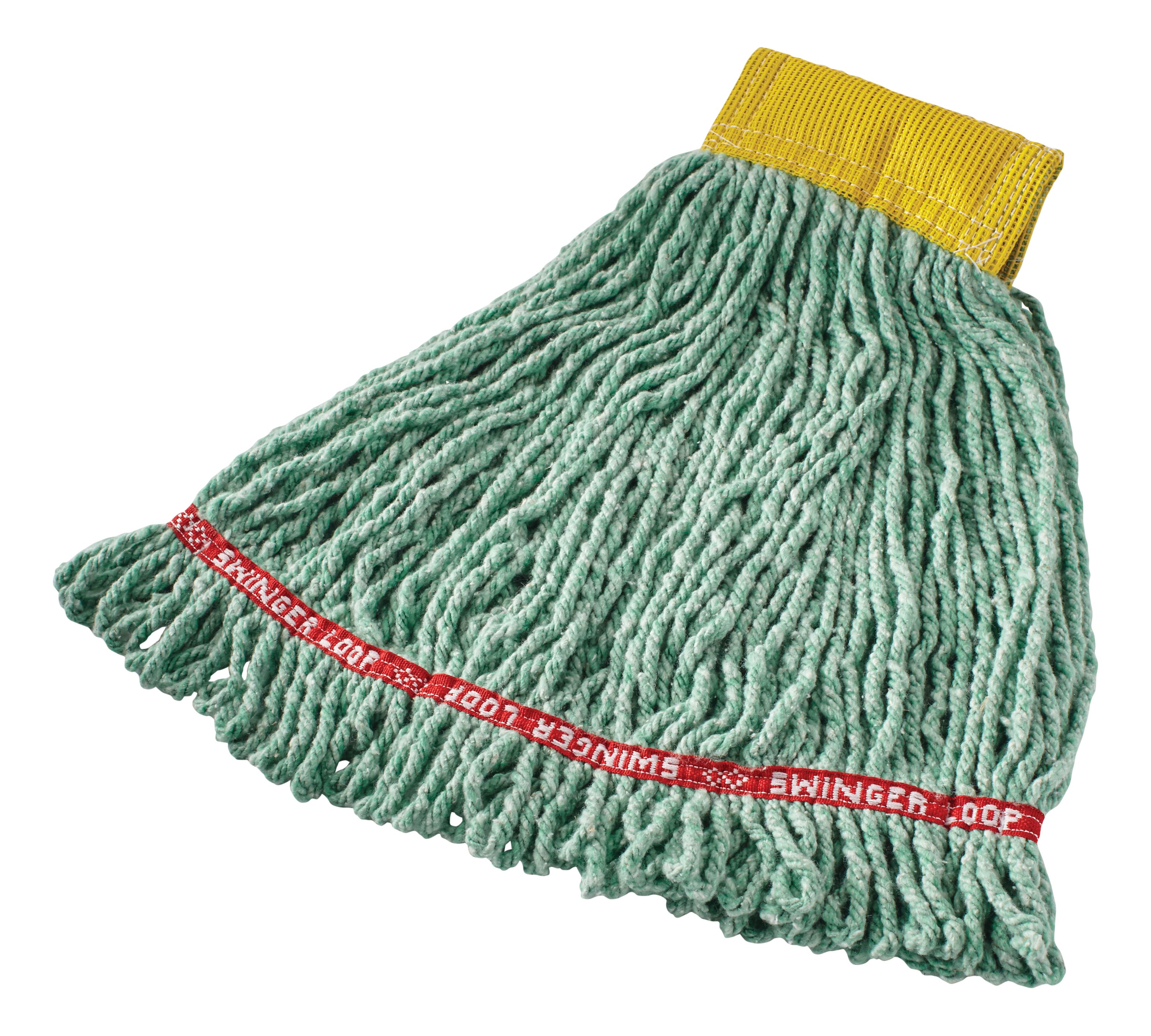 Prelaundered and preshrunk or increased mop performance after laundering. Balanced 4-ply blend of cotton and synthetic yarn for abosrbency and strength. Looped-end, woven tailbanded mop provides greater floor coverage. PVC-coated mesh headband for longer product life. Recycled content: colors are up to 65% post-industrial cotton and 35% PET plastic. Standard launderability, up to 50 launderings.