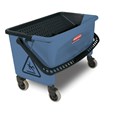 Microfiber Finish Mop Bucket with Wringer allows for easy, "no touch" wringing in the blue color most often associated with finish applications. The smooth nonporous bucket cleans easily, reducing the time spent on stripping traditional mop/bucket wringer combinations to increase operational efficiencies.
