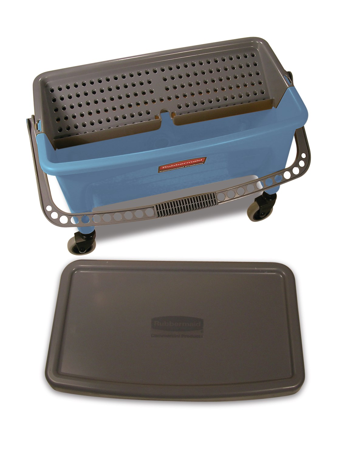 Microfiber Finish Mop Bucket with Wringer allows for easy, "no touch" wringing in the blue color most often associated with finish applications. The smooth nonporous bucket cleans easily, reducing the time spent on stripping traditional mop/bucket wringer combinations to increase operational efficiencies.