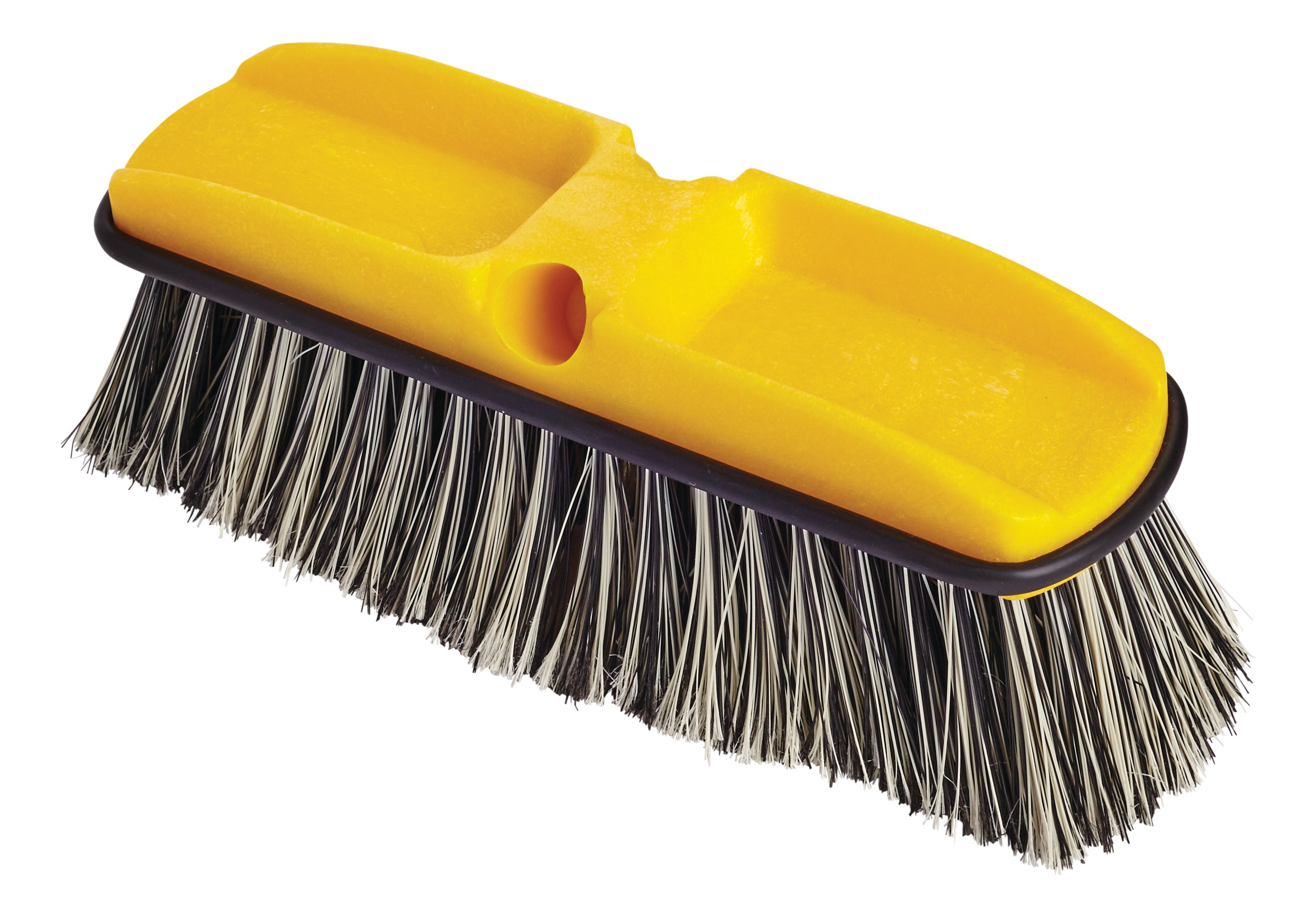 Polystyrene bristles are resistant to water, wear, and shearing. Bristles are split-tipped to make them softer and better able to trap fine dirt particles on smooth surfaces than regular bristles.