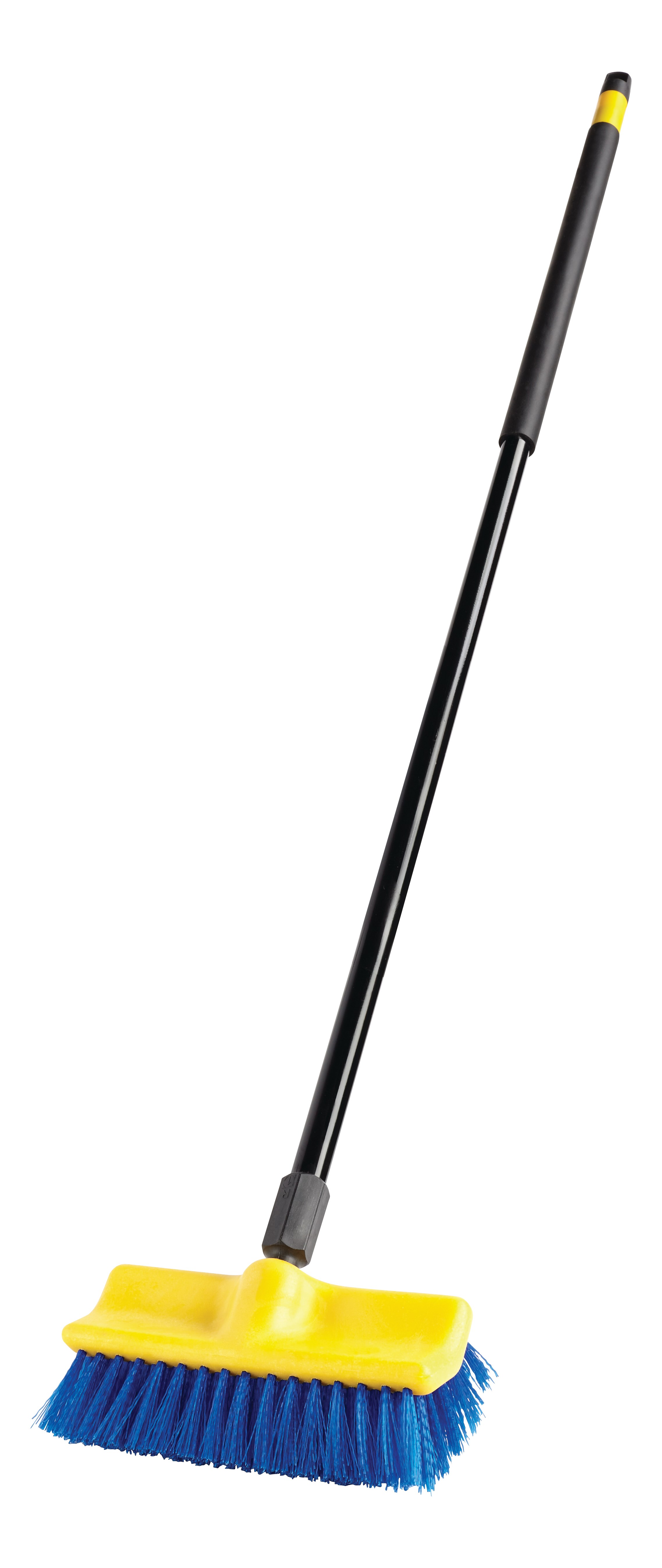 The Rubbermaid Commercial Floor Scrub Brush features bi-level polypropylene bristles that are stain-resistant.