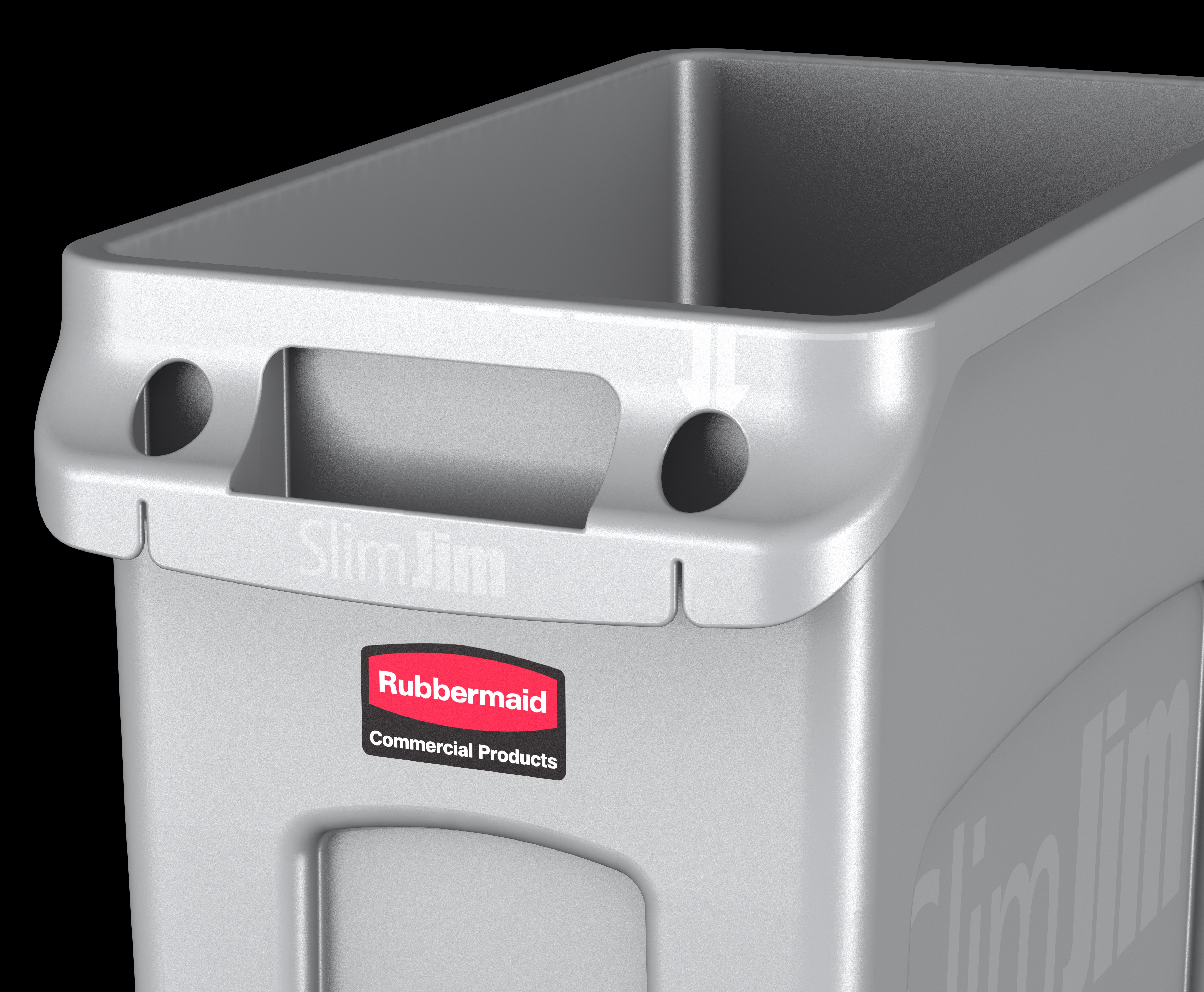 The Rubbermaid Commercial Slim Jim® containers with venting channels offer uncompromised performance in constrained spaces.