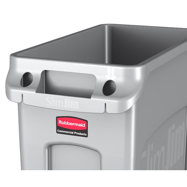 The Rubbermaid Commercial Slim Jim® containers with venting channels offer uncompromised performance in constrained spaces.