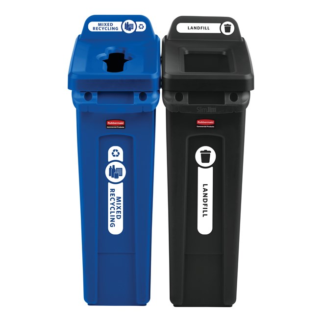 Slim Jim® recycling lids are designed to make recycling easier with consistent color-coding, lid openings and waste stream options