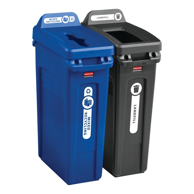 Slim Jim® recycling lids are designed to make recycling easier with consistent color-coding, lid openings and waste stream options