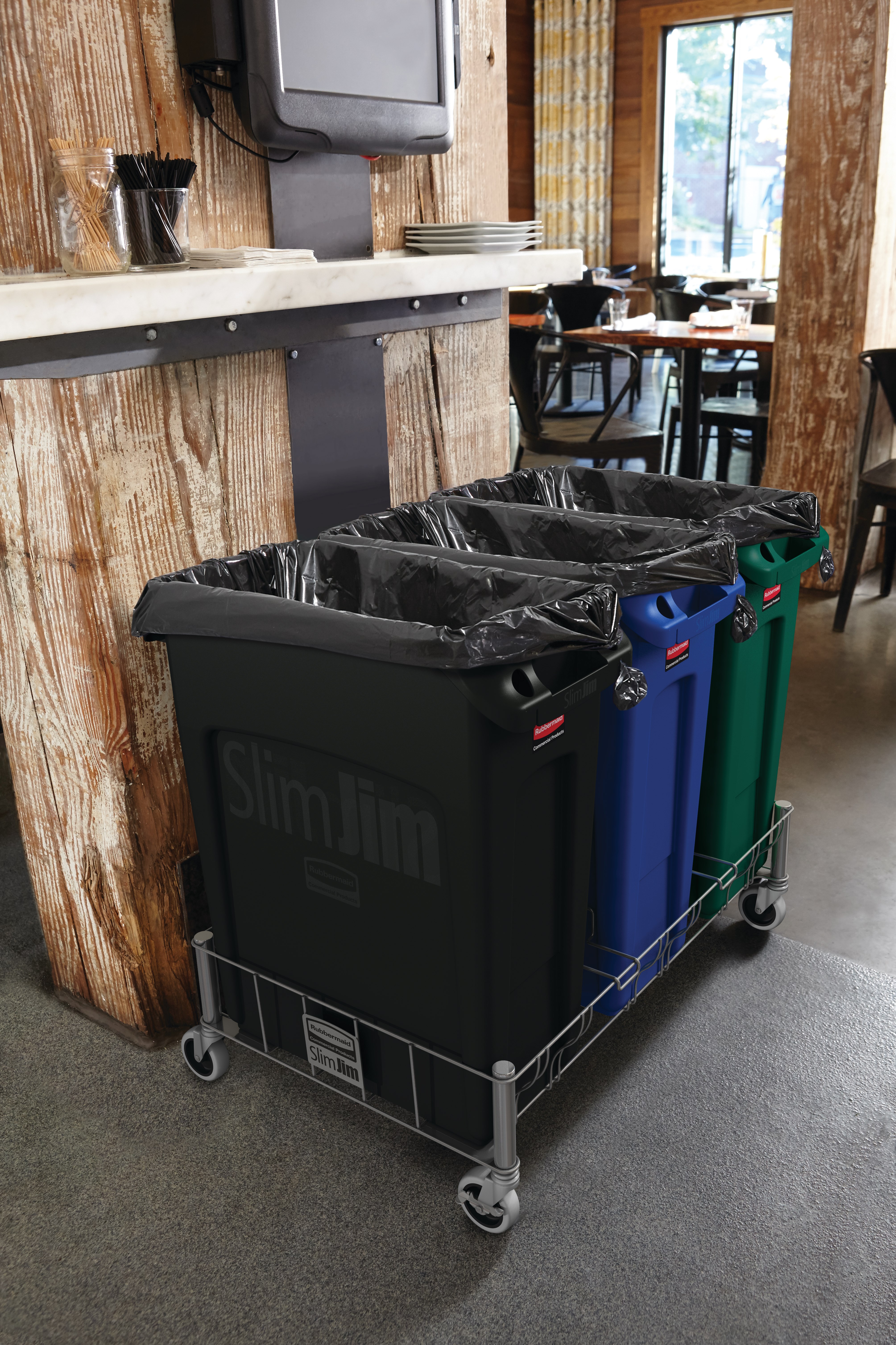 Slim Jim® Stainless Steel Triple Dolly is designed to support and transport Vented Slim Jim® containers smoothly and efficiently through any commercial facility.