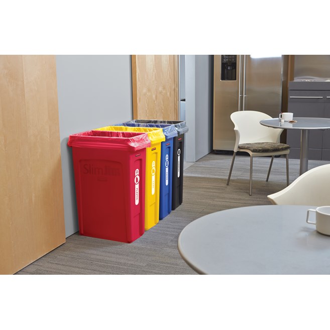 The Rubbermaid Commercial Slim Jim® containers with venting channels offer uncompromised performance in constrained spaces.
