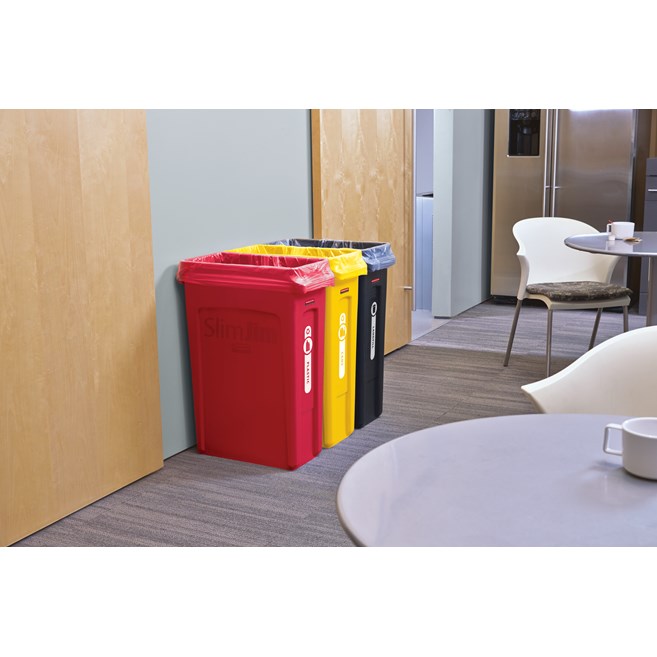 The Rubbermaid Commercial Slim Jim® containers with venting channels offer uncompromised performance in constrained spaces.