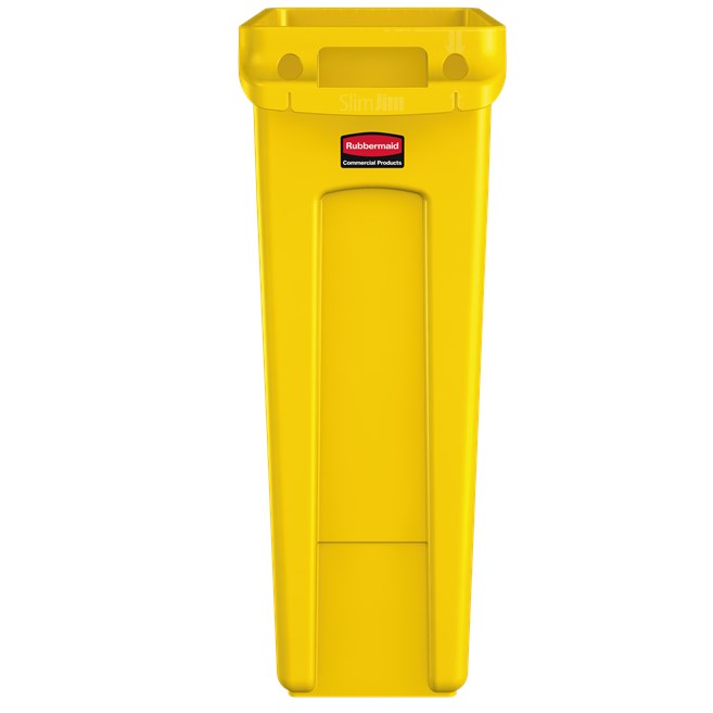 The Rubbermaid Commercial Slim Jim® containers with venting channels offer uncompromised performance in constrained spaces.