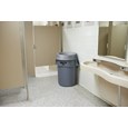 The Rubbermaid Commercial Funnel Top Lid for 32 Gallon BRUTE® containers is designed for touchless waste disposal.