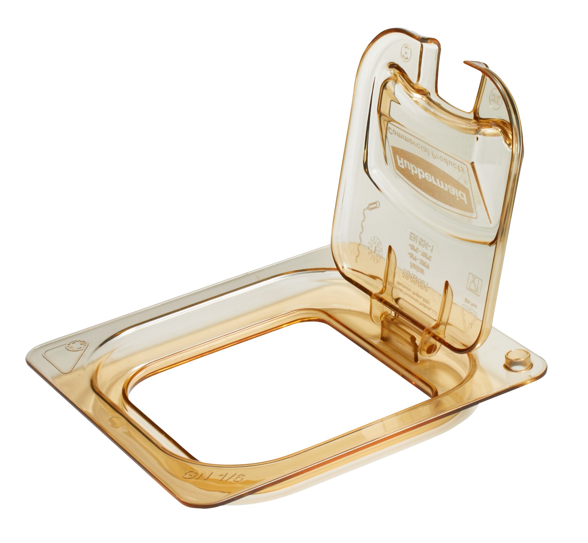 Flip lids allow of easy access to pan contents without having to remove the entire lid.  Available in both notched and solid versions.