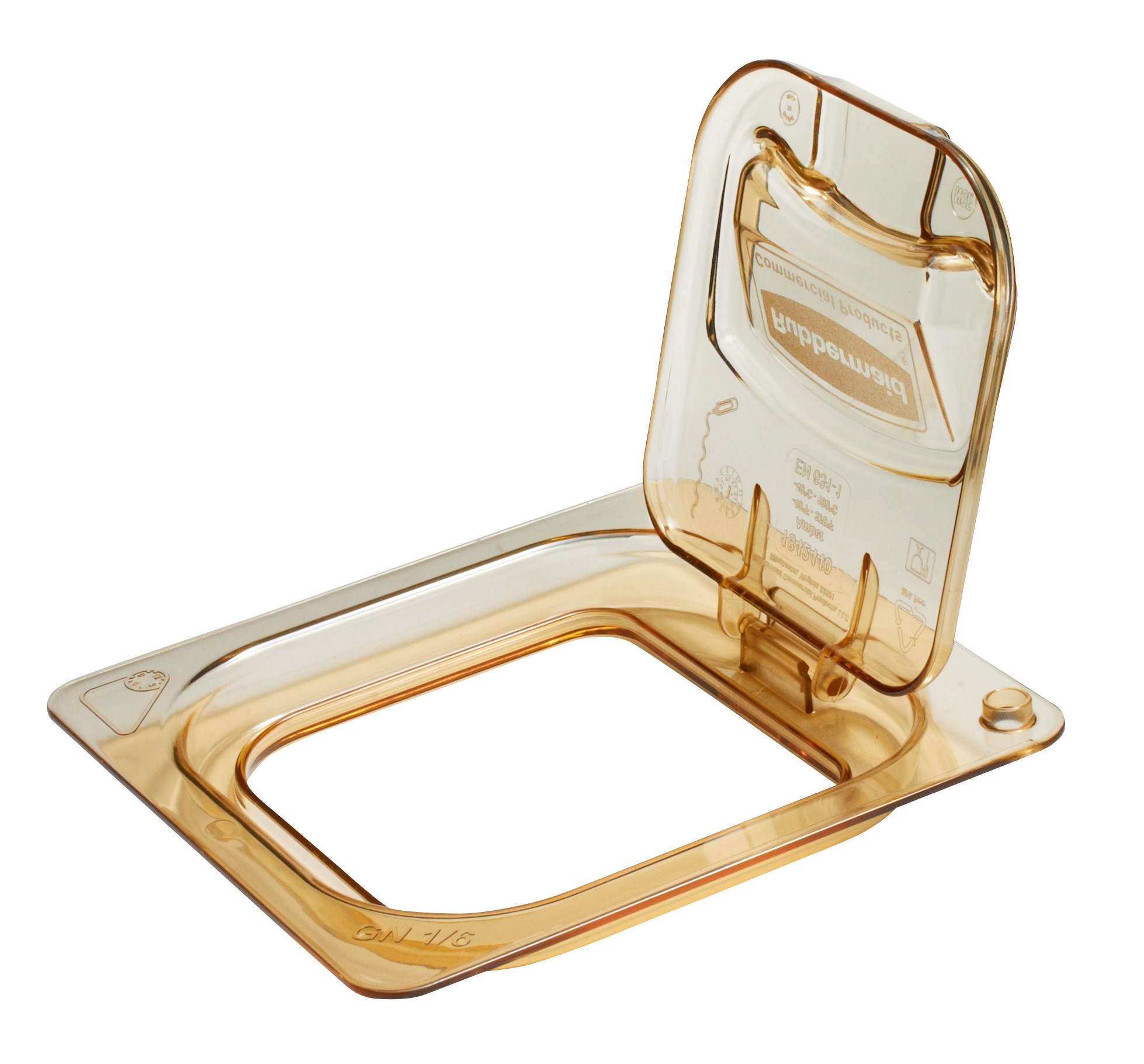 Flip lids allow of easy access to pan contents without having to remove the entire lid.  Available in both notched and solid versions.