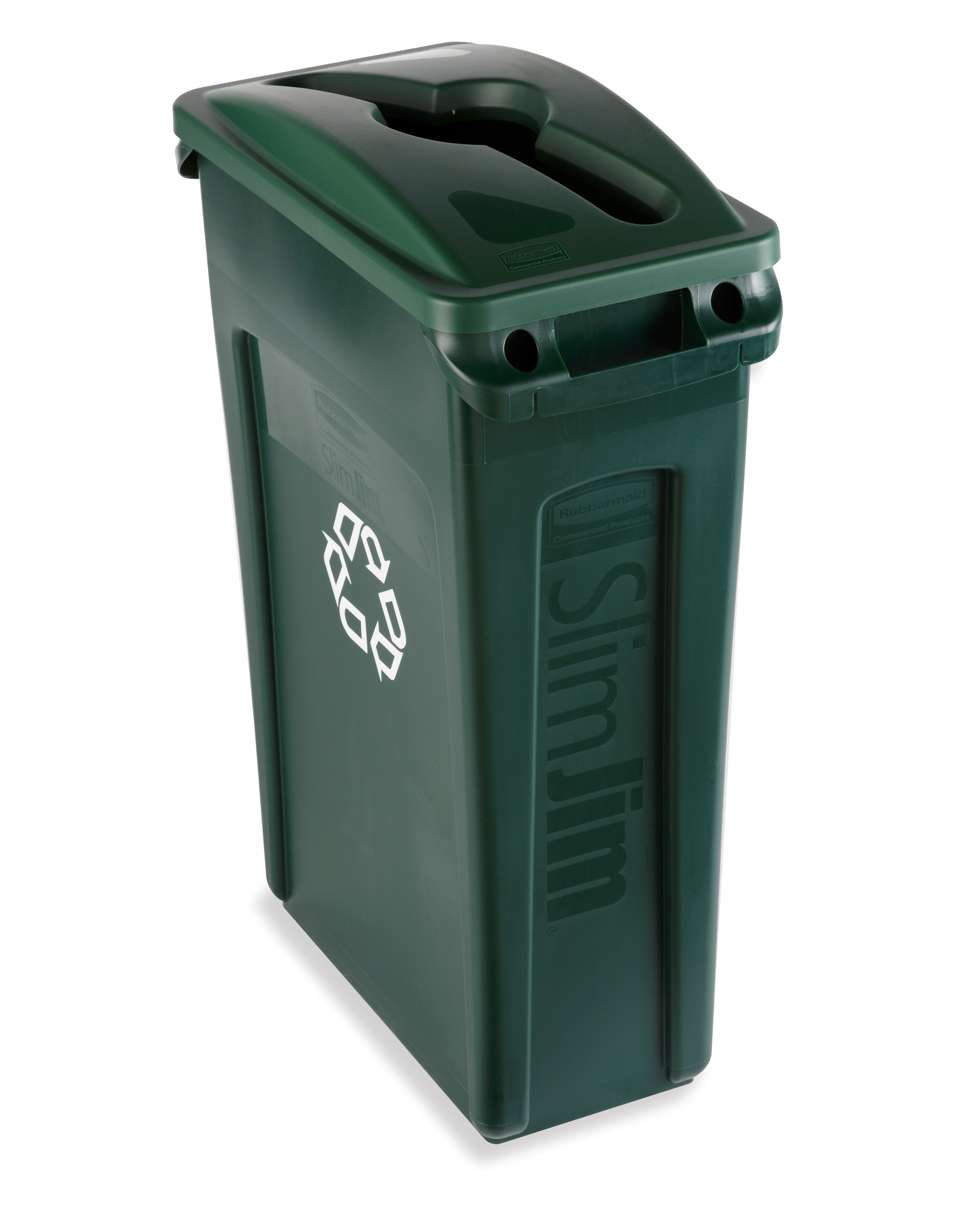 Slim Jim® Recycling Lids facilitate waste and recycling sortation with interchangeable, color-coded tops.