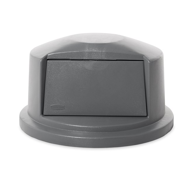 The Rubbermaid Commercial Vented BRUTE® Dome Top Lid is built tough with a snap-lock design for a perfect fit. A spring door makes trash disposal easy and prevents insects from entering the receptacle.