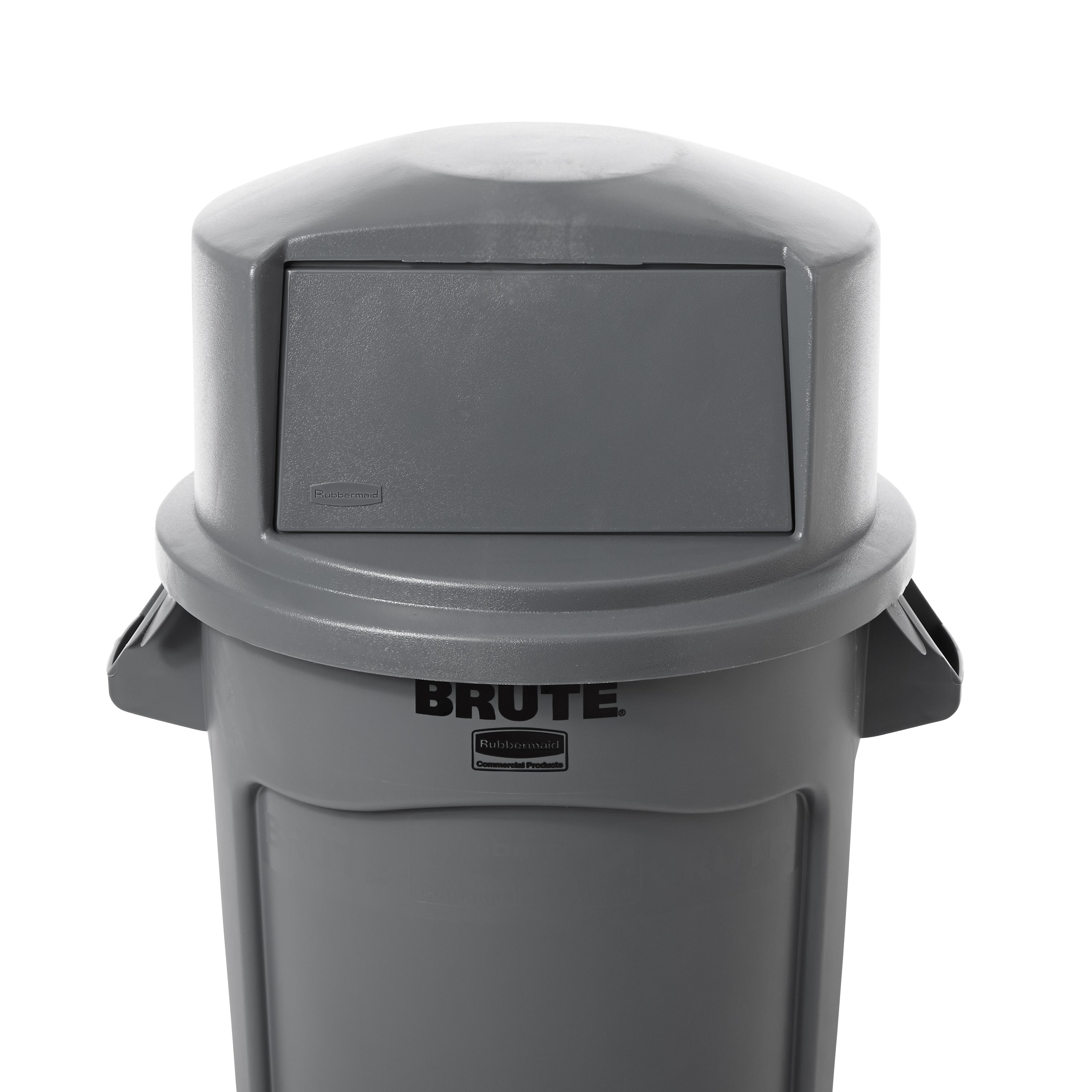 The Rubbermaid Commercial Vented BRUTE® Dome Top Lid is built tough with a snap-lock design for a perfect fit. A spring door makes trash disposal easy and prevents insects from entering the receptacle.