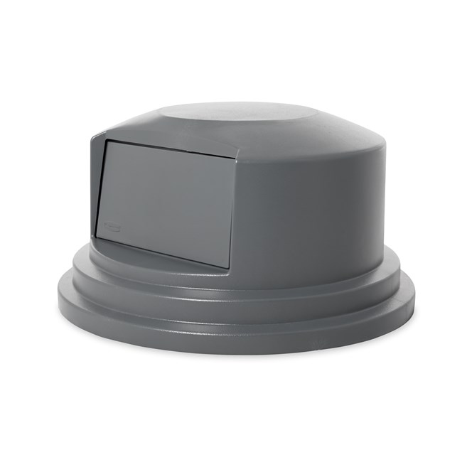 The Rubbermaid Commercial Vented BRUTE® Dome Top Lid is built tough with a snap-lock design for a perfect fit. A spring door makes trash disposal easy and prevents insects from entering the receptacle.