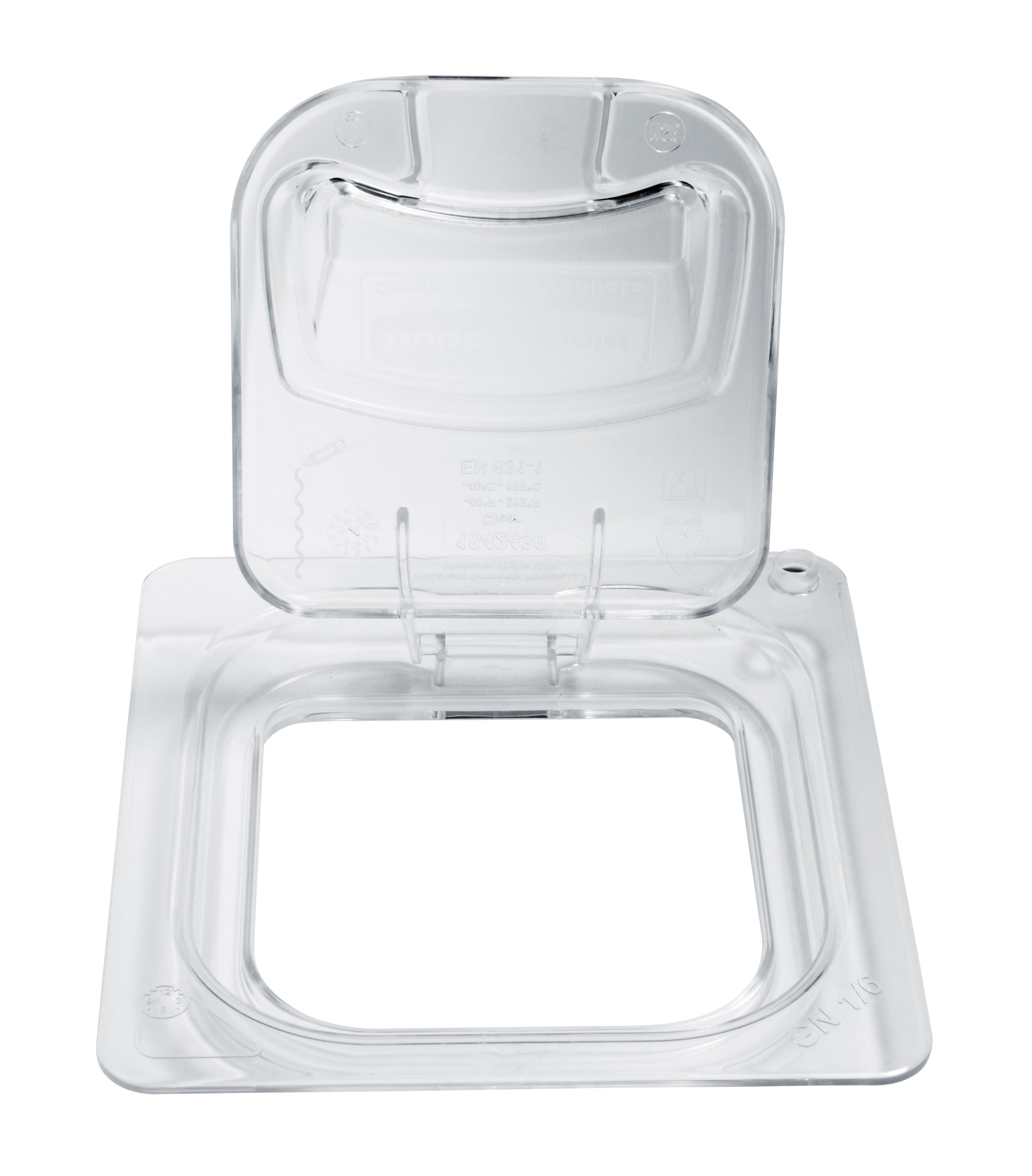 Flip lids allow of easy access to pan contents without having to remove the entire lid.  Available in both notched and solid versions.