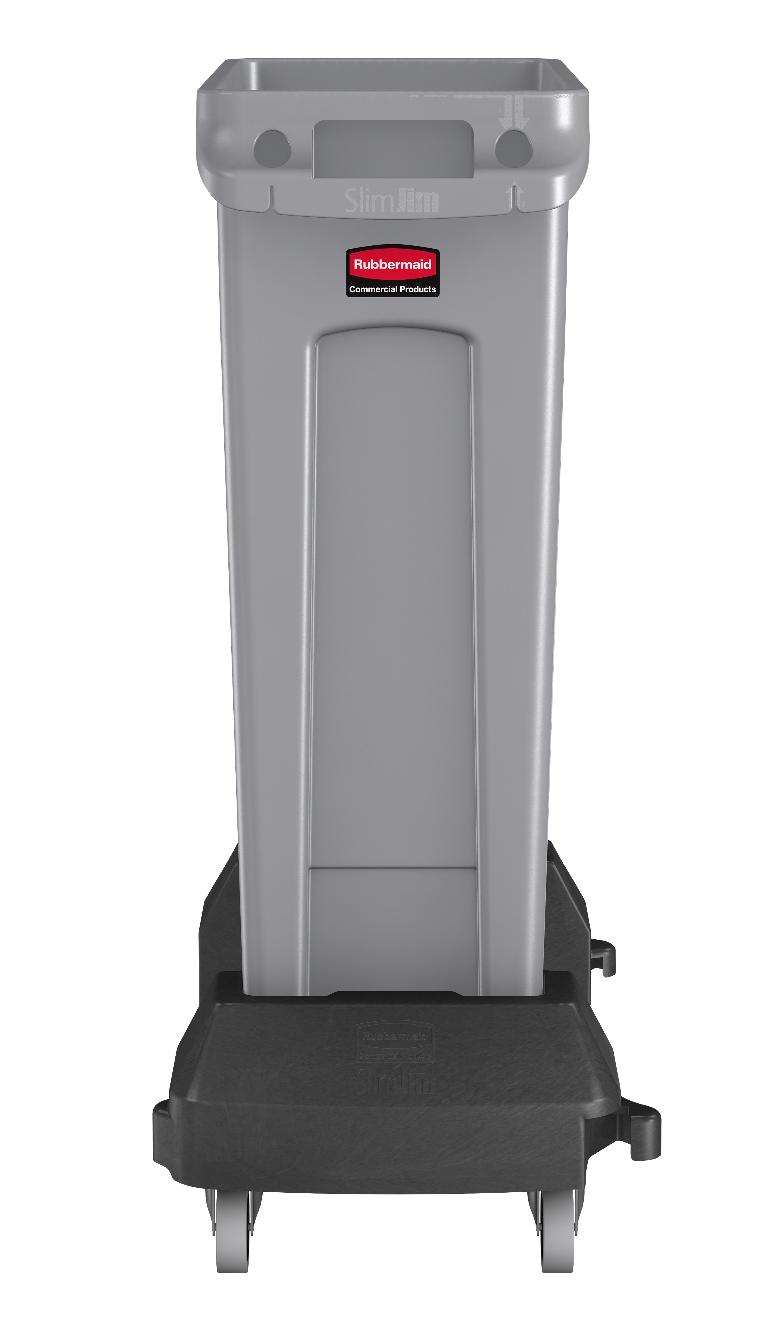 The Rubbermaid Commercial Vented Slim Jim® Resin Dolly is designed to support and transport Vented Slim Jim® containers smoothly and efficiently through any commercial facility.