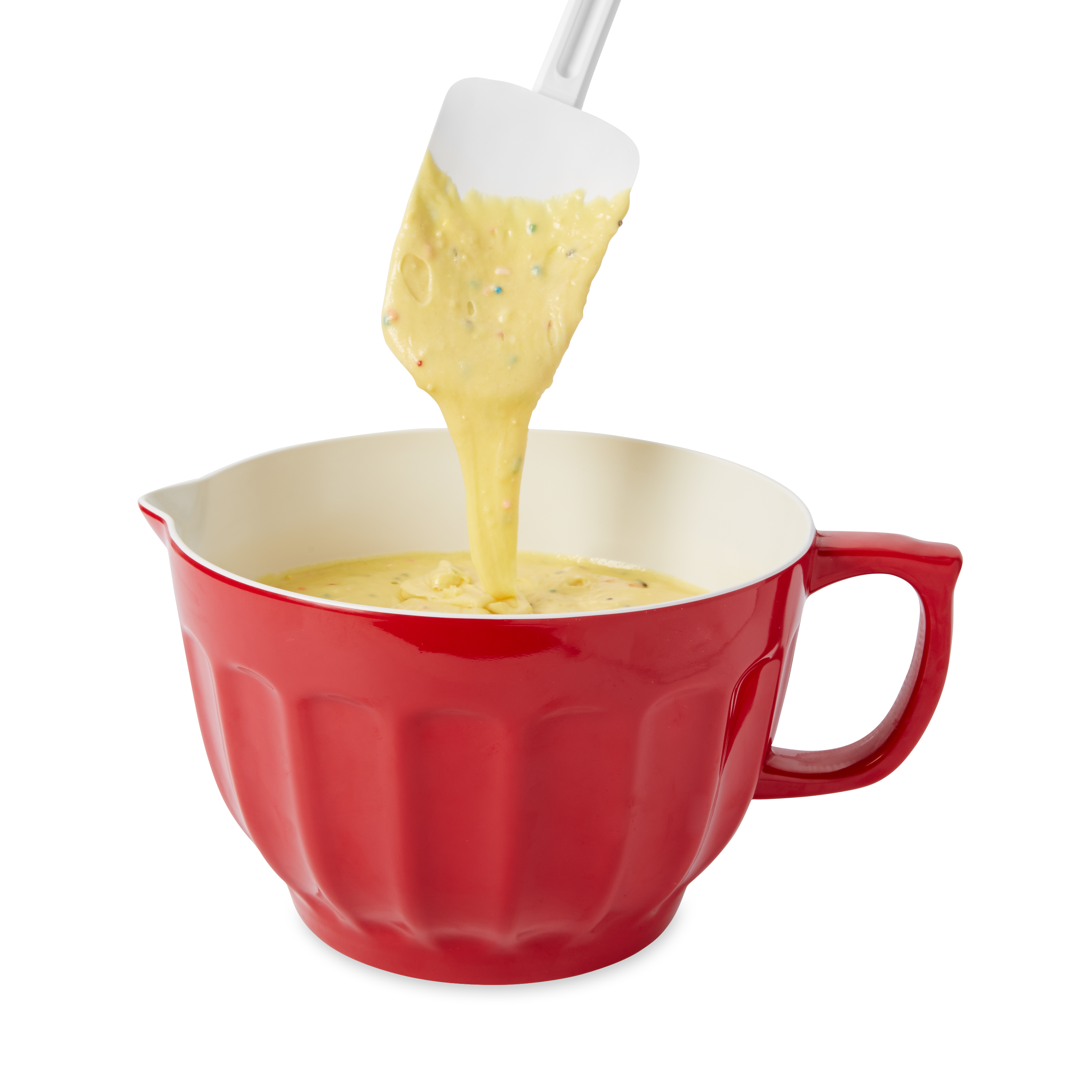 The Rubbermaid Commercial Spatula features traditional flat blades for scraping and spoon-shaped blades for easy spooning, scooping, and spreading.