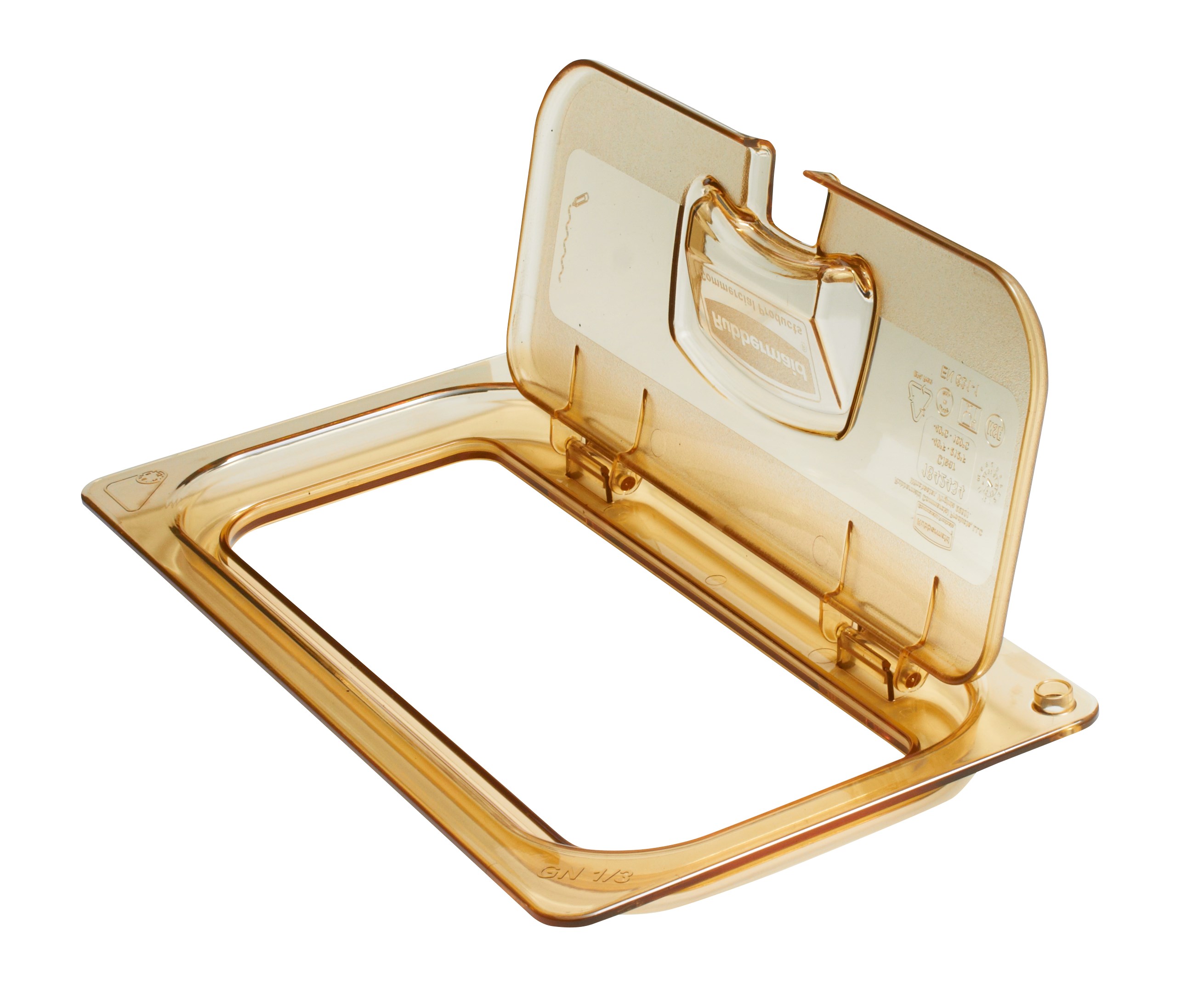 Flip lids allow of easy access to pan contents without having to remove the entire lid.  Available in both notched and solid versions.