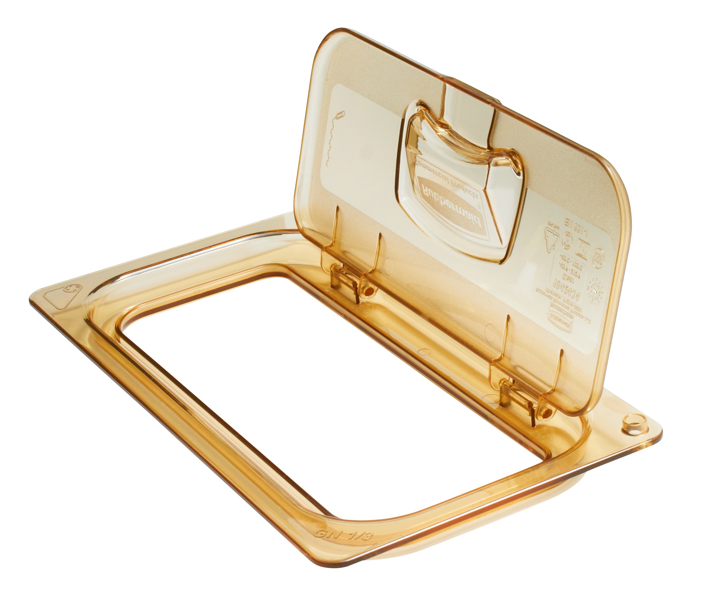 Flip lids allow of easy access to pan contents without having to remove the entire lid.  Available in both notched and solid versions.