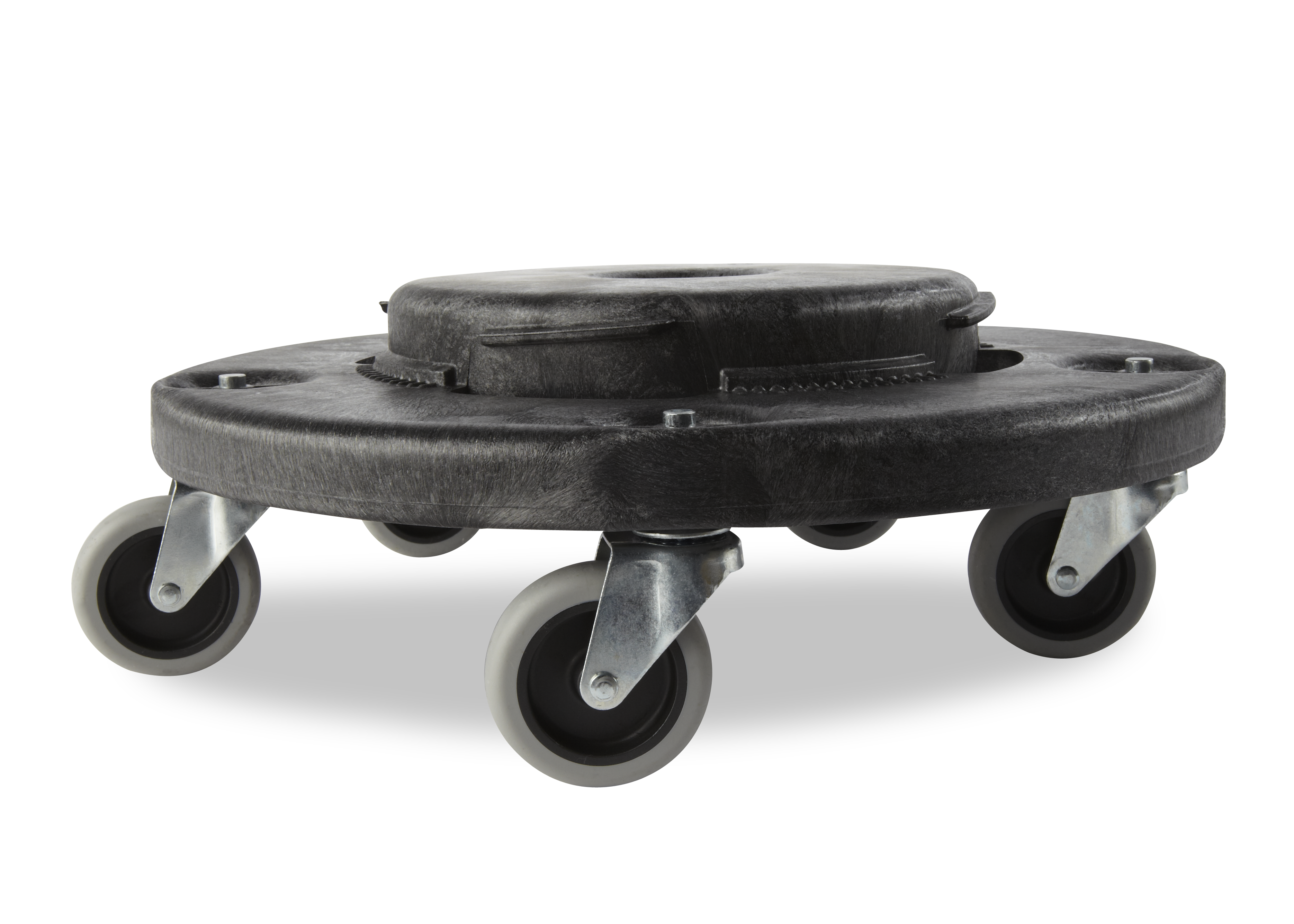 Rubbermaid Commercial BRUTE® Dolly smoothly and efficiently transports 76 l, 121 l, 167 l, 208 l BRUTE® containers easily and quickly.