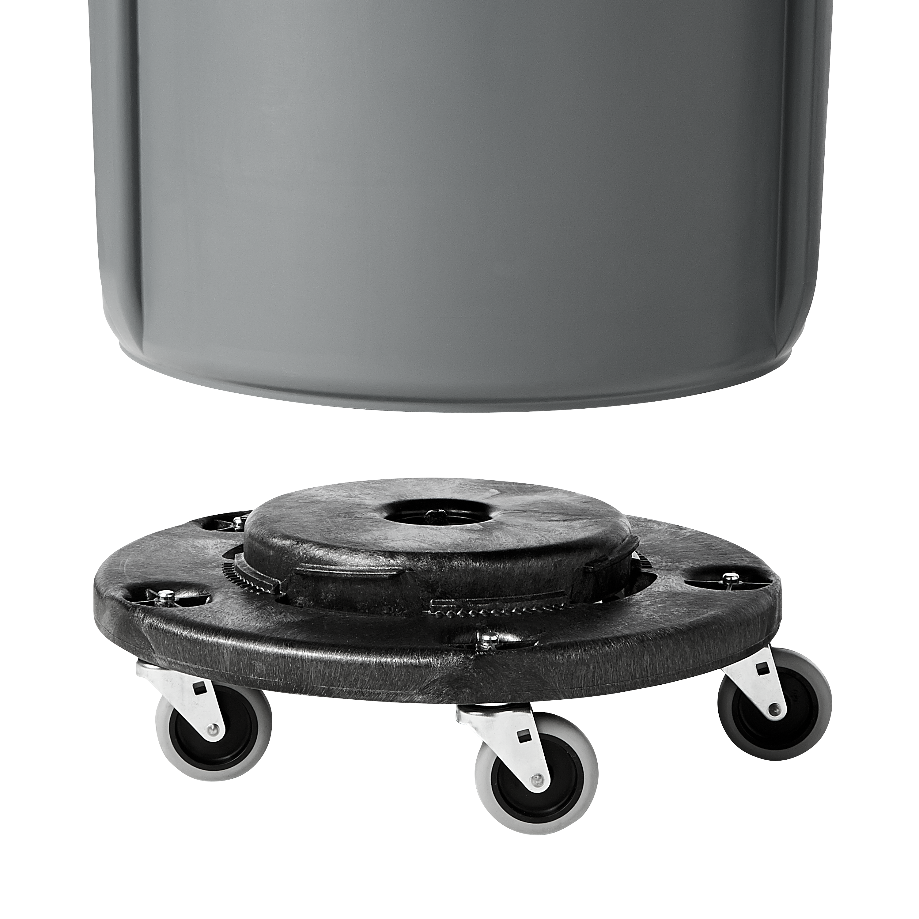 Rubbermaid Commercial BRUTE® Dolly smoothly and efficiently transports 76 l, 121 l, 167 l, 208 l BRUTE® containers easily and quickly.