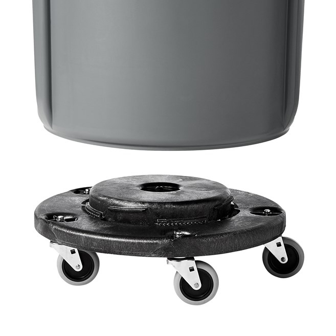 The BRUTE® Dolly smoothly and efficiently transports 20, 32, 44, and 55-gallon BRUTE® containers easily and quickly.