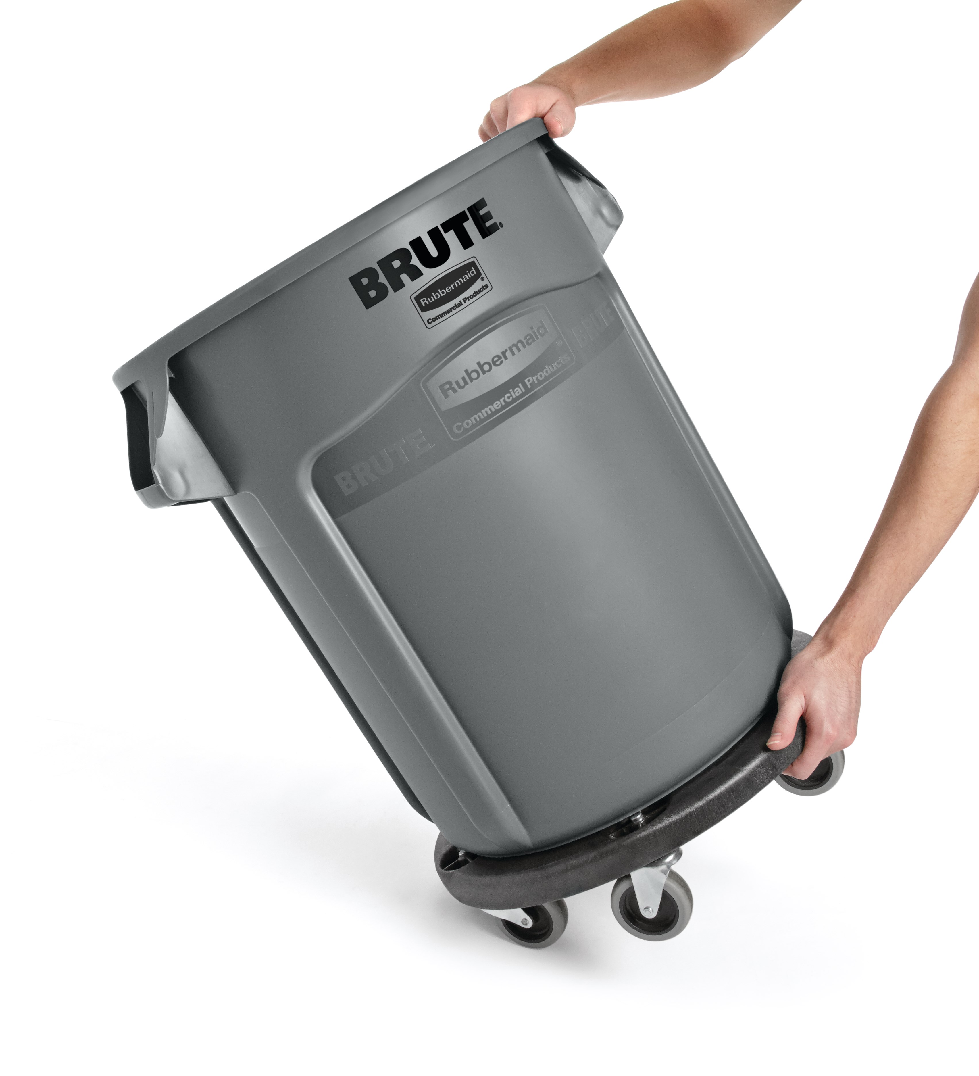 The BRUTE® Dolly smoothly and efficiently transports 20, 32, 44, and 55-gallon BRUTE® containers easily and quickly.