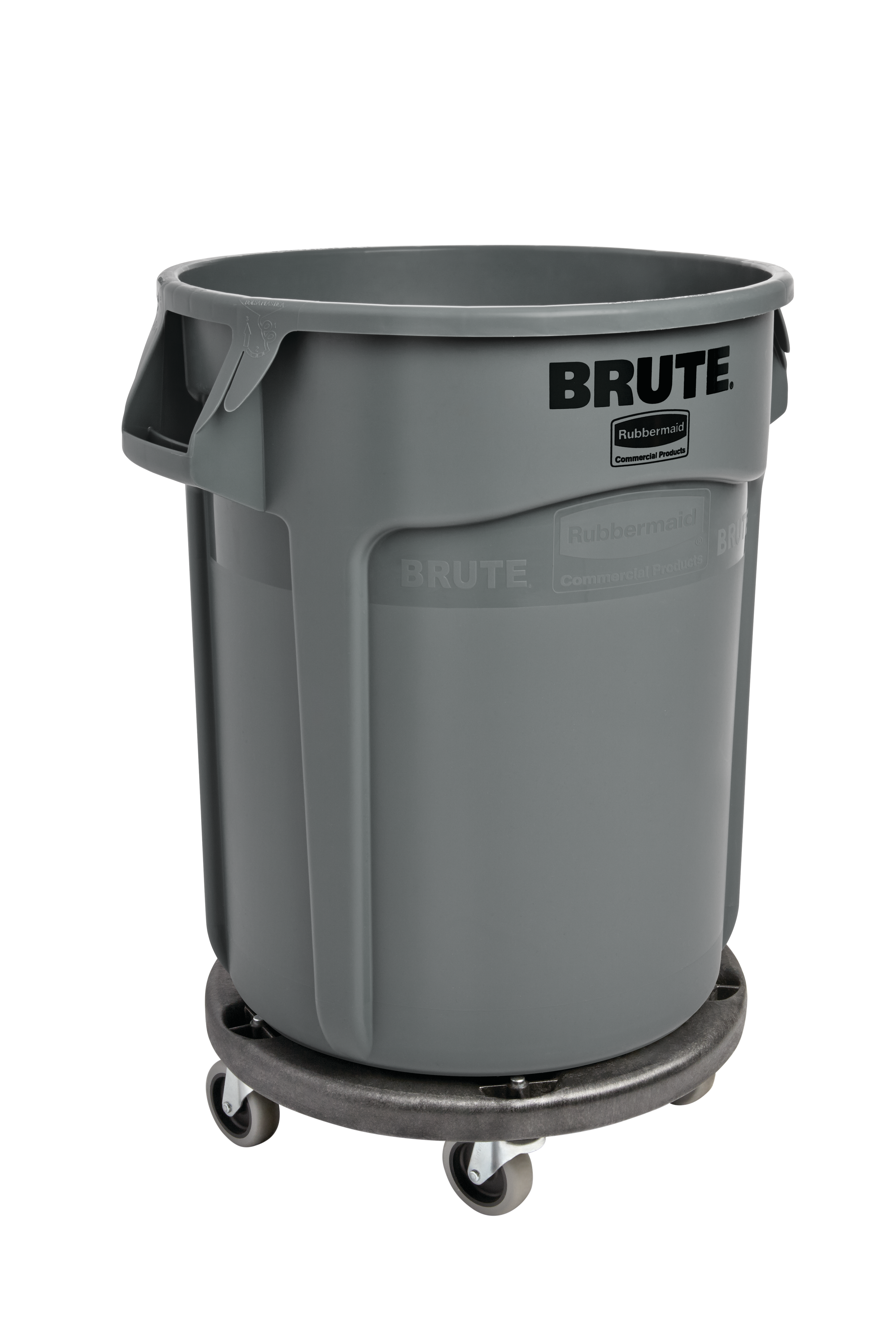 Rubbermaid Commercial BRUTE® Dolly smoothly and efficiently transports 76 l, 121 l, 167 l, 208 l BRUTE® containers easily and quickly.