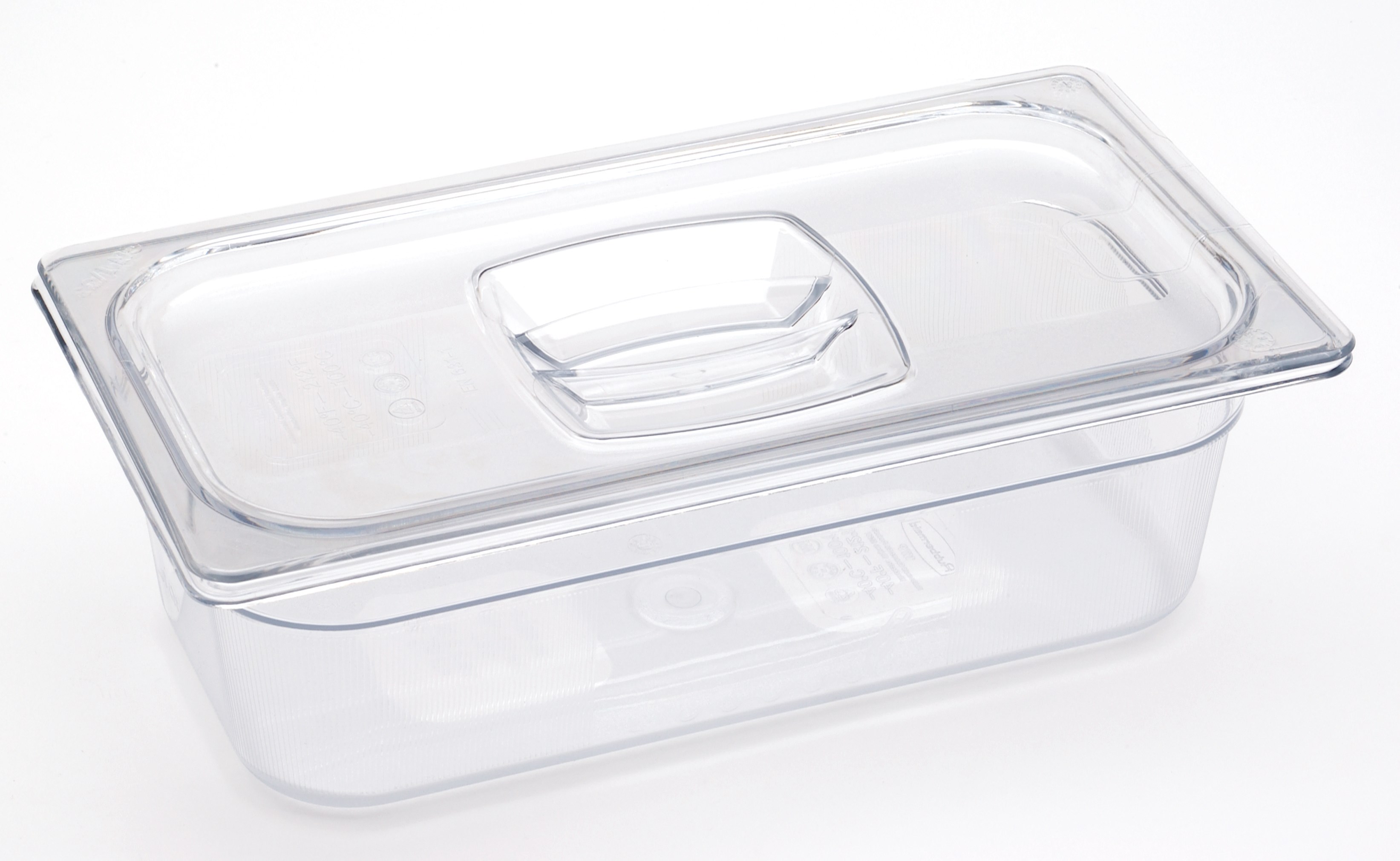 Clear, break resistant insert pans in industry standard, gastronorm sizes